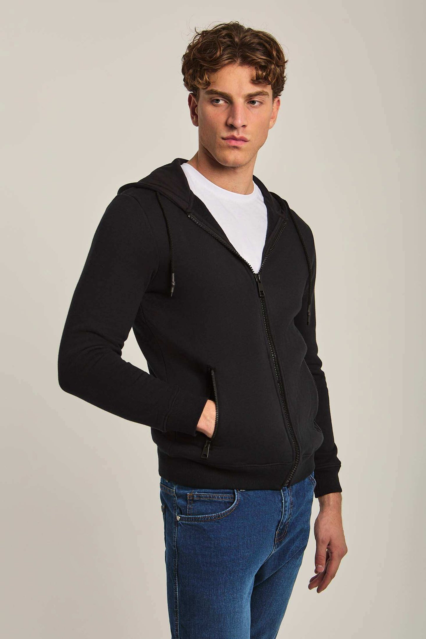 Men Regular Fit Sweat Jacket - Black