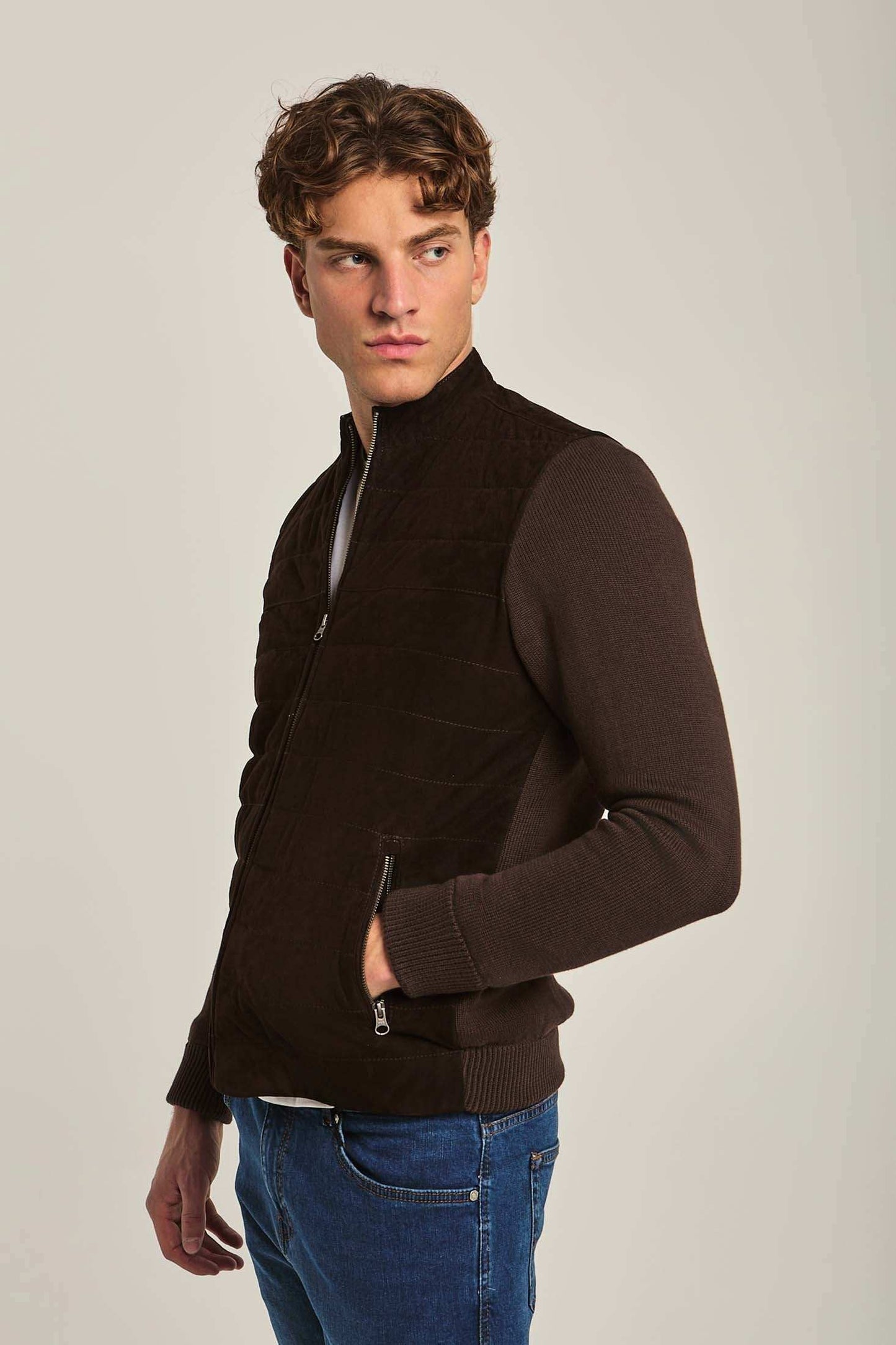 Men Regular Fit Jacket -  Brown