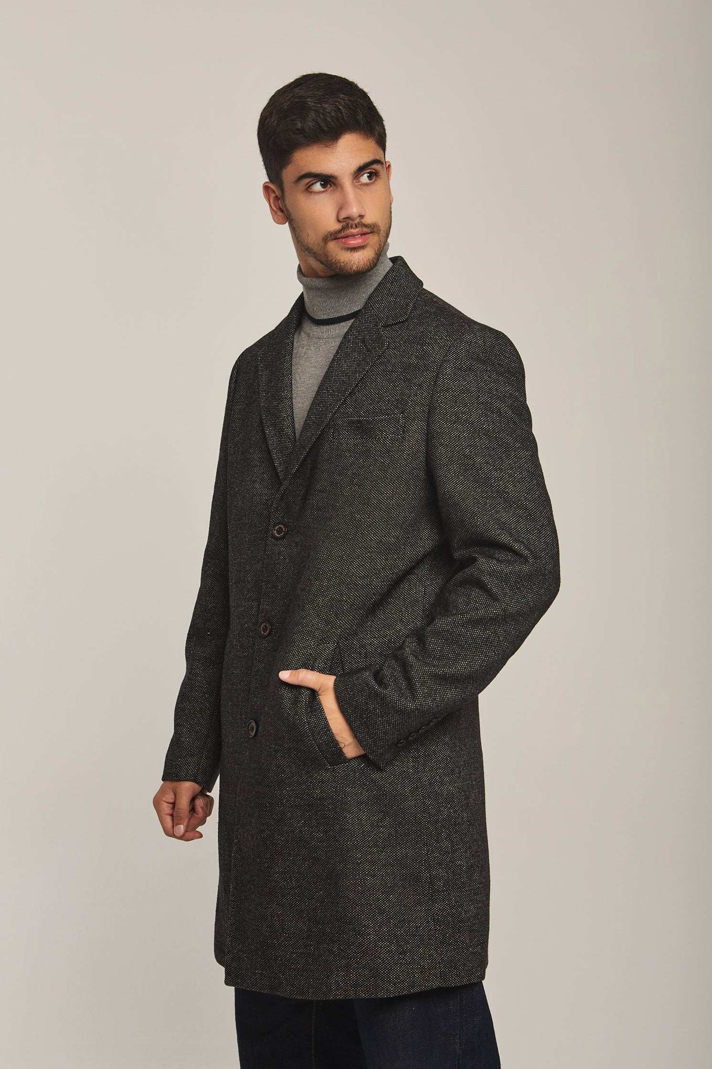 Men Regular Fit Coat - Black
