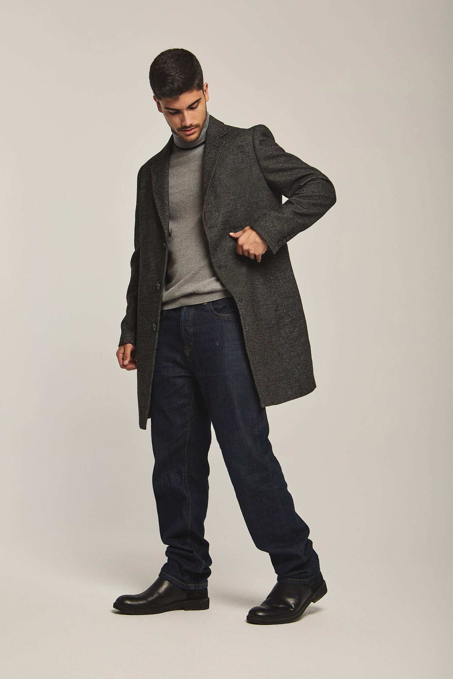 Men Regular Fit Coat - Black