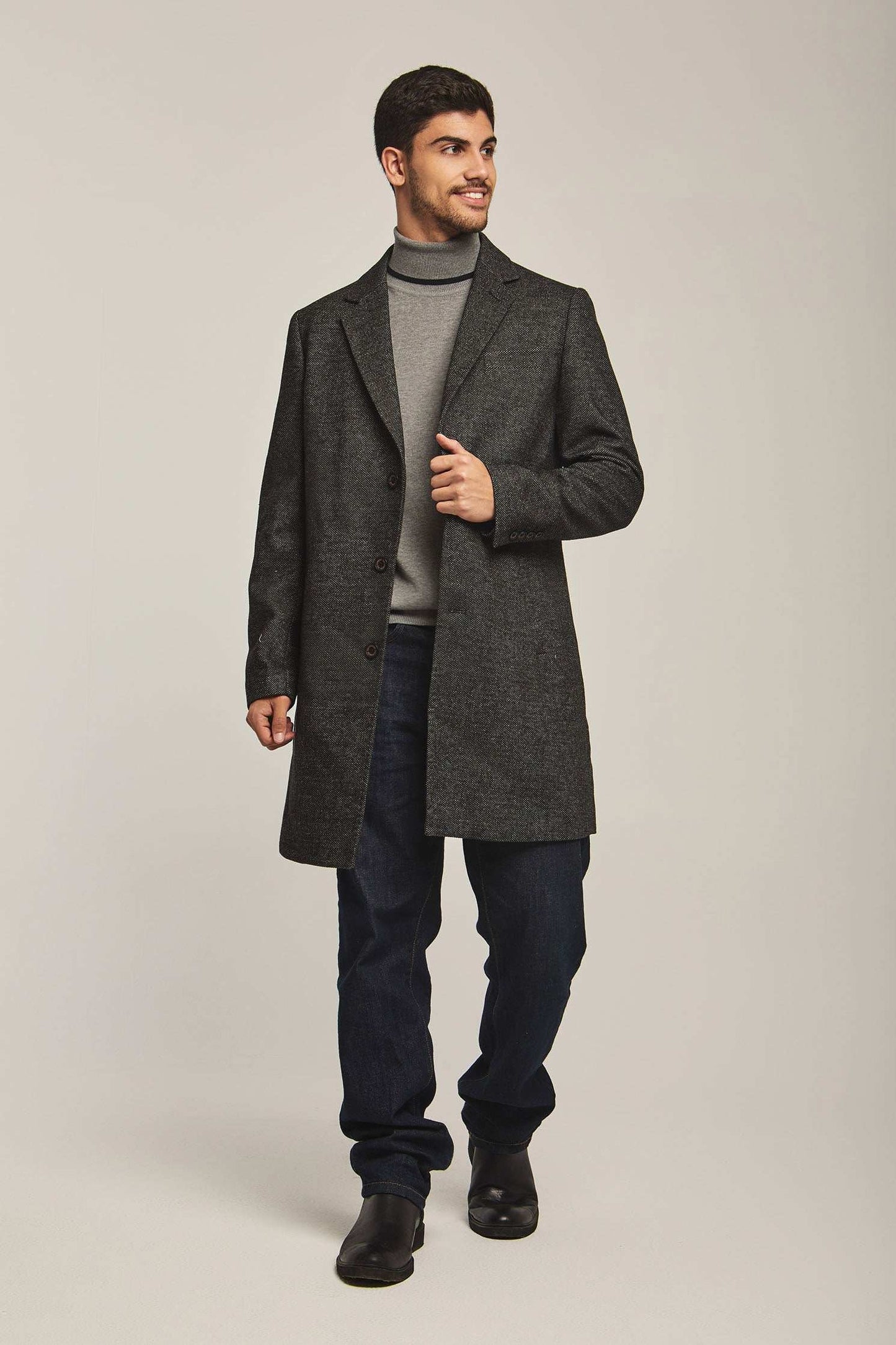 Men Regular Fit Coat - Black