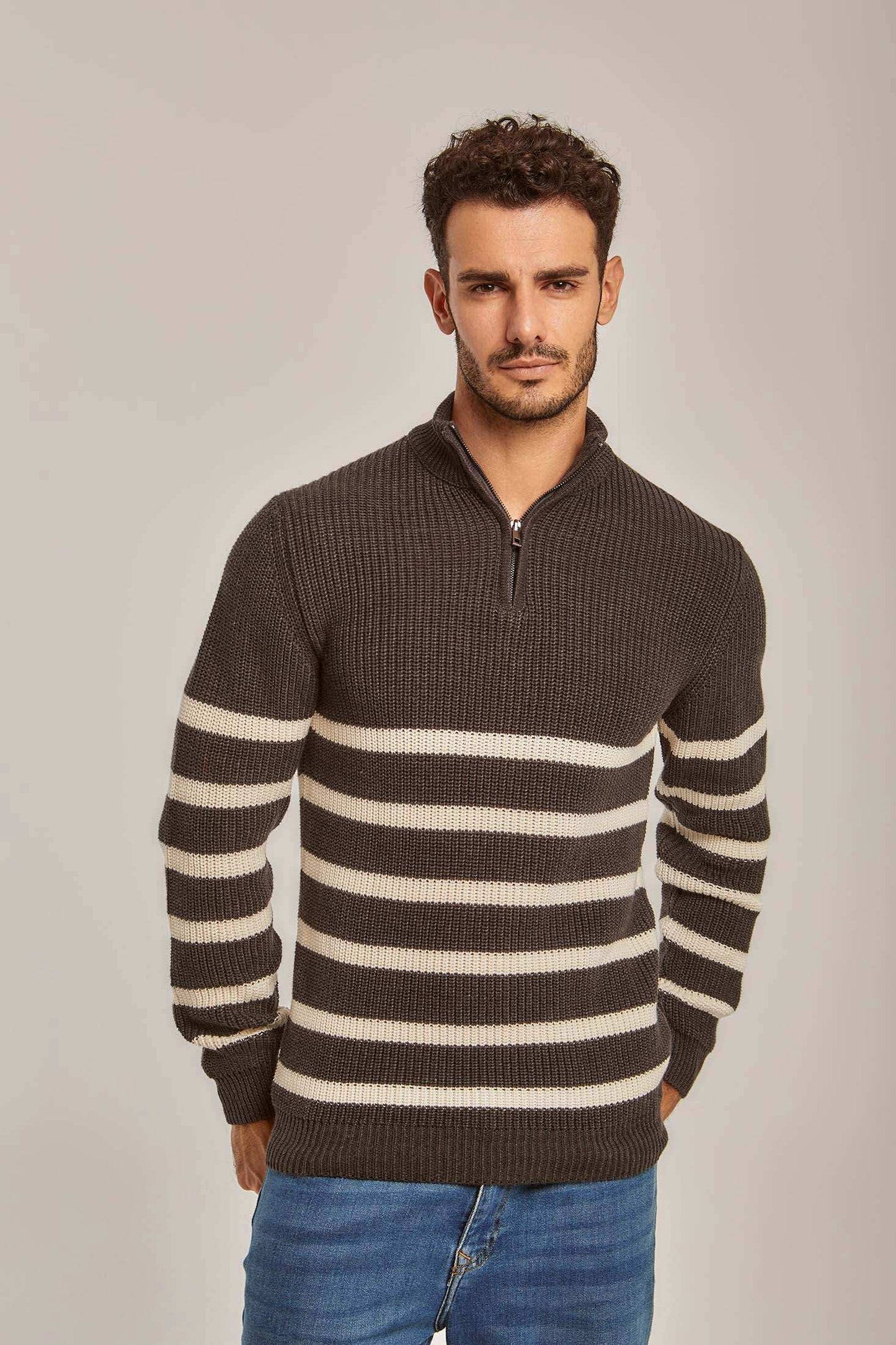 Men Regular Fit Pullover - Brown