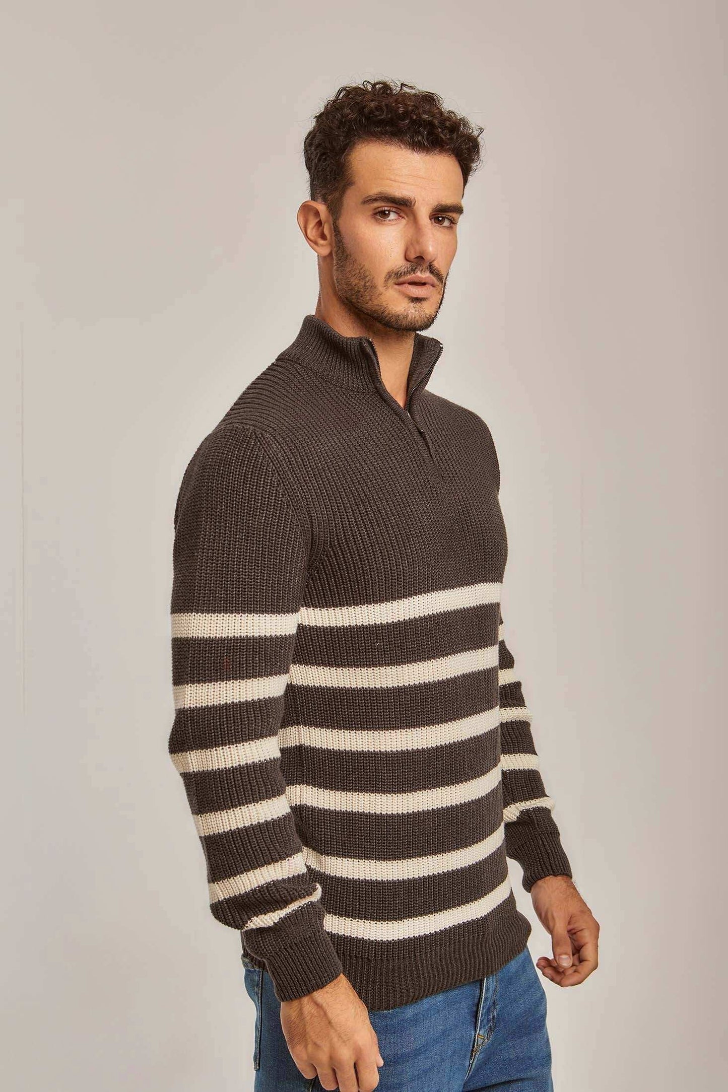 Men Regular Fit Pullover - Brown