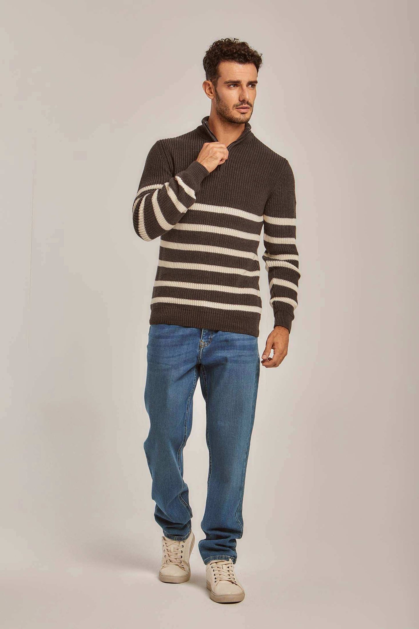 Men Regular Fit Pullover - Brown