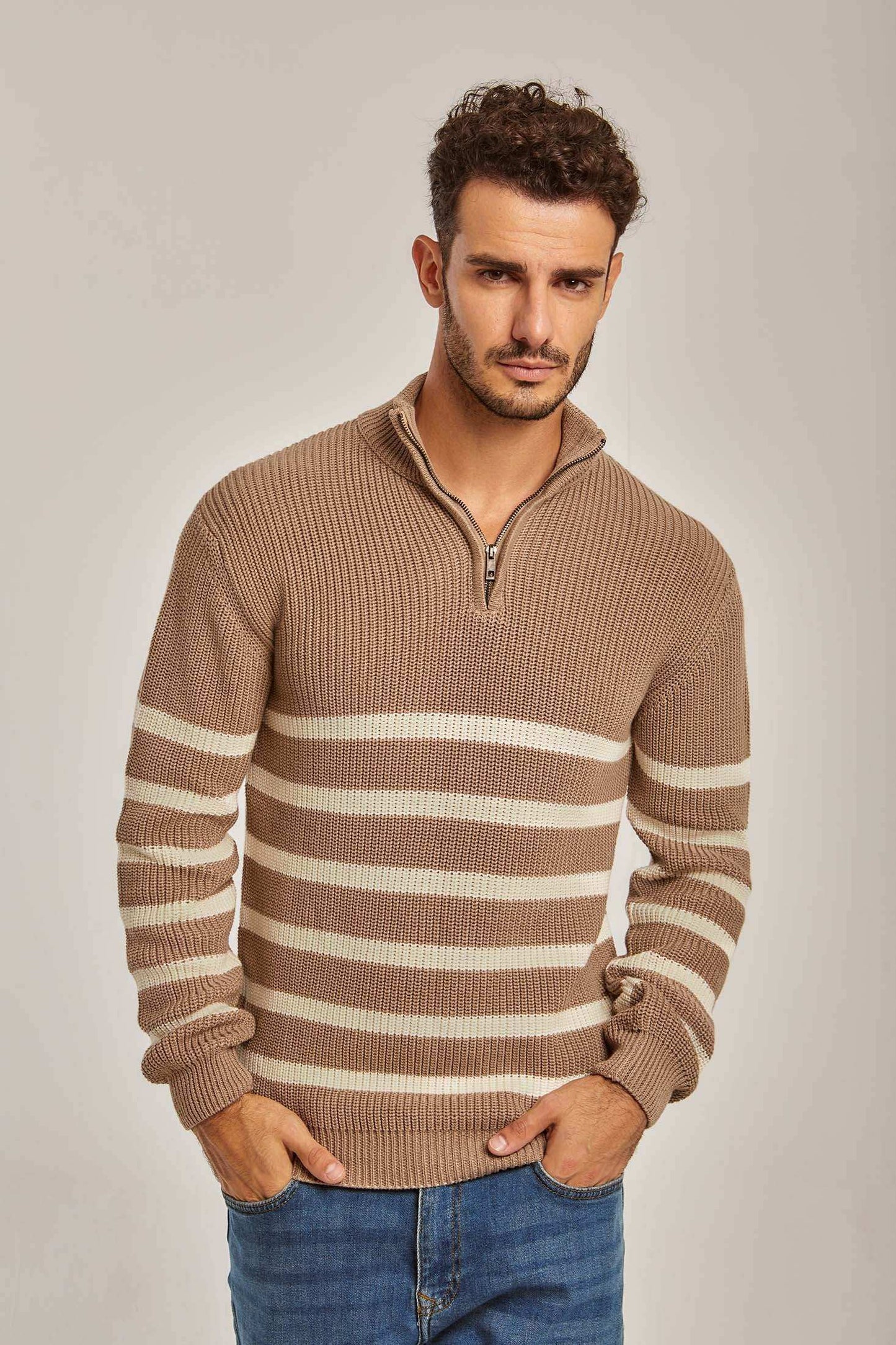 Men Regular Fit Pullover - Brown