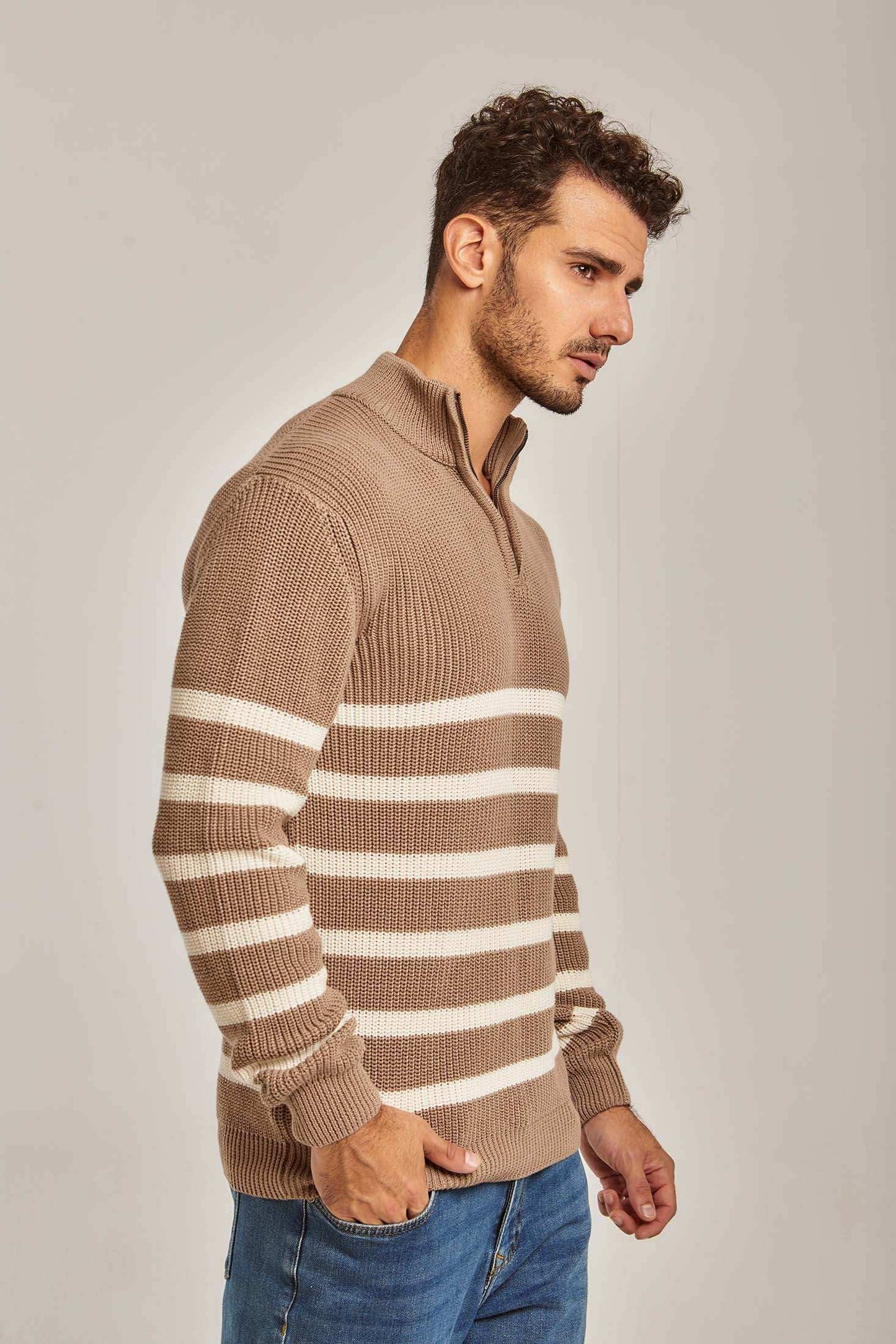 Men Regular Fit Pullover - Brown
