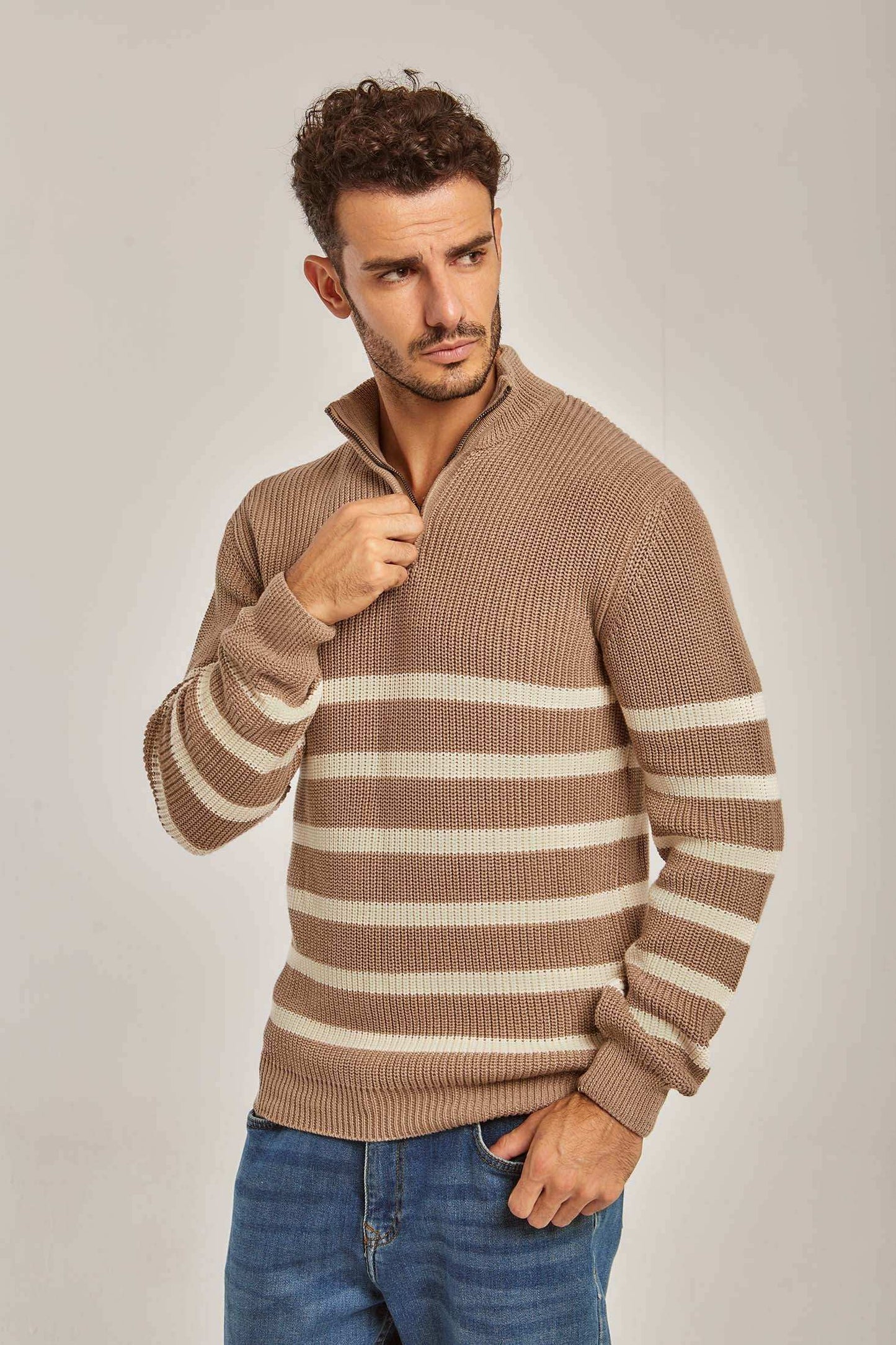 Men Regular Fit Pullover - Brown