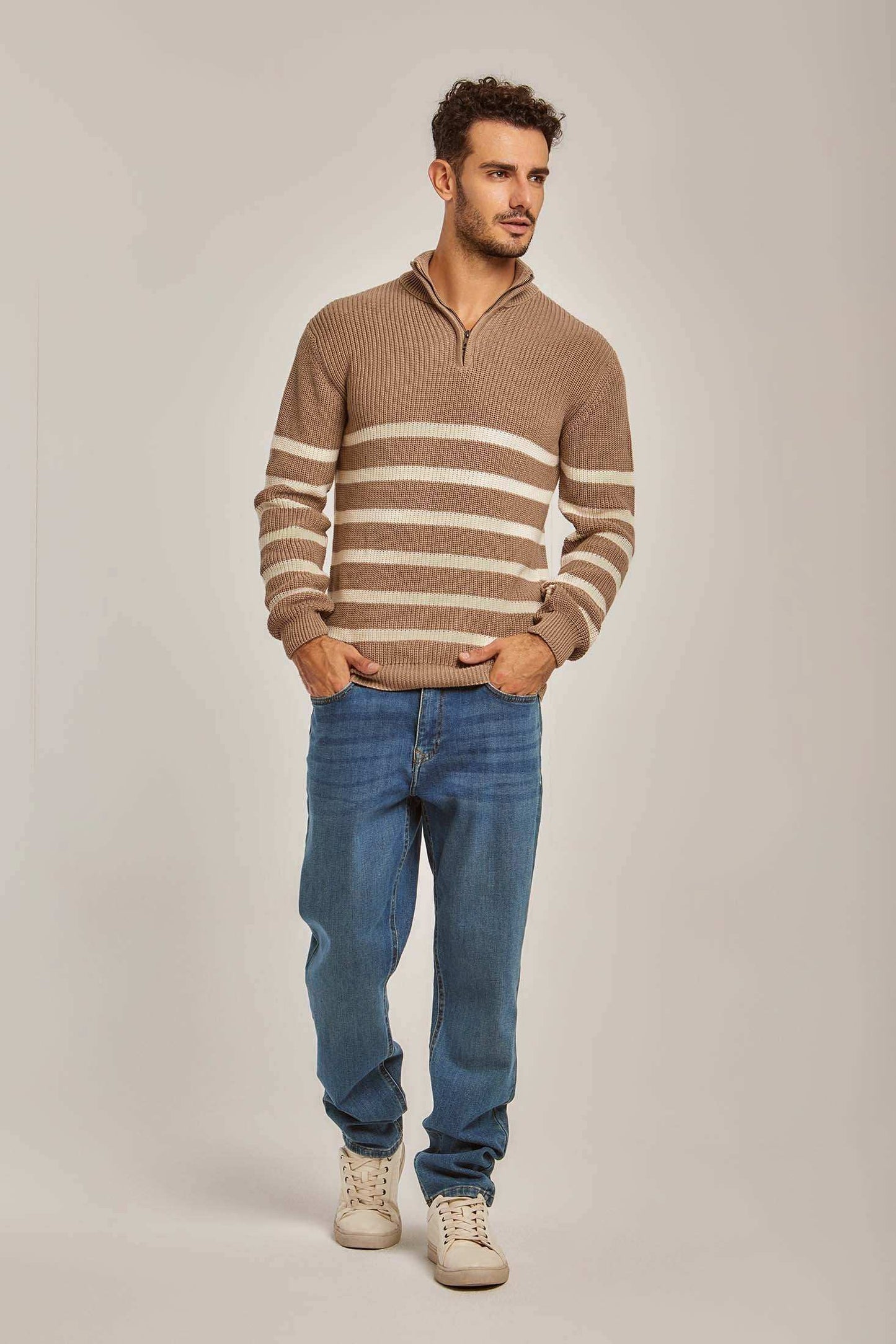 Men Regular Fit Pullover - Brown