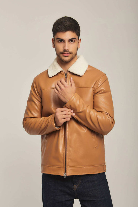 Men Regular Fit Jacket - Brown