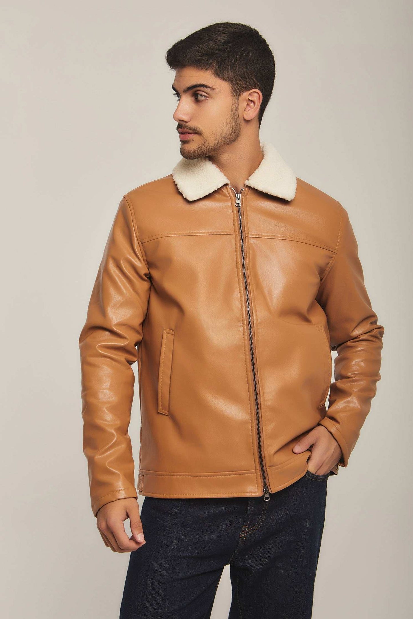 Men Regular Fit Jacket - Brown