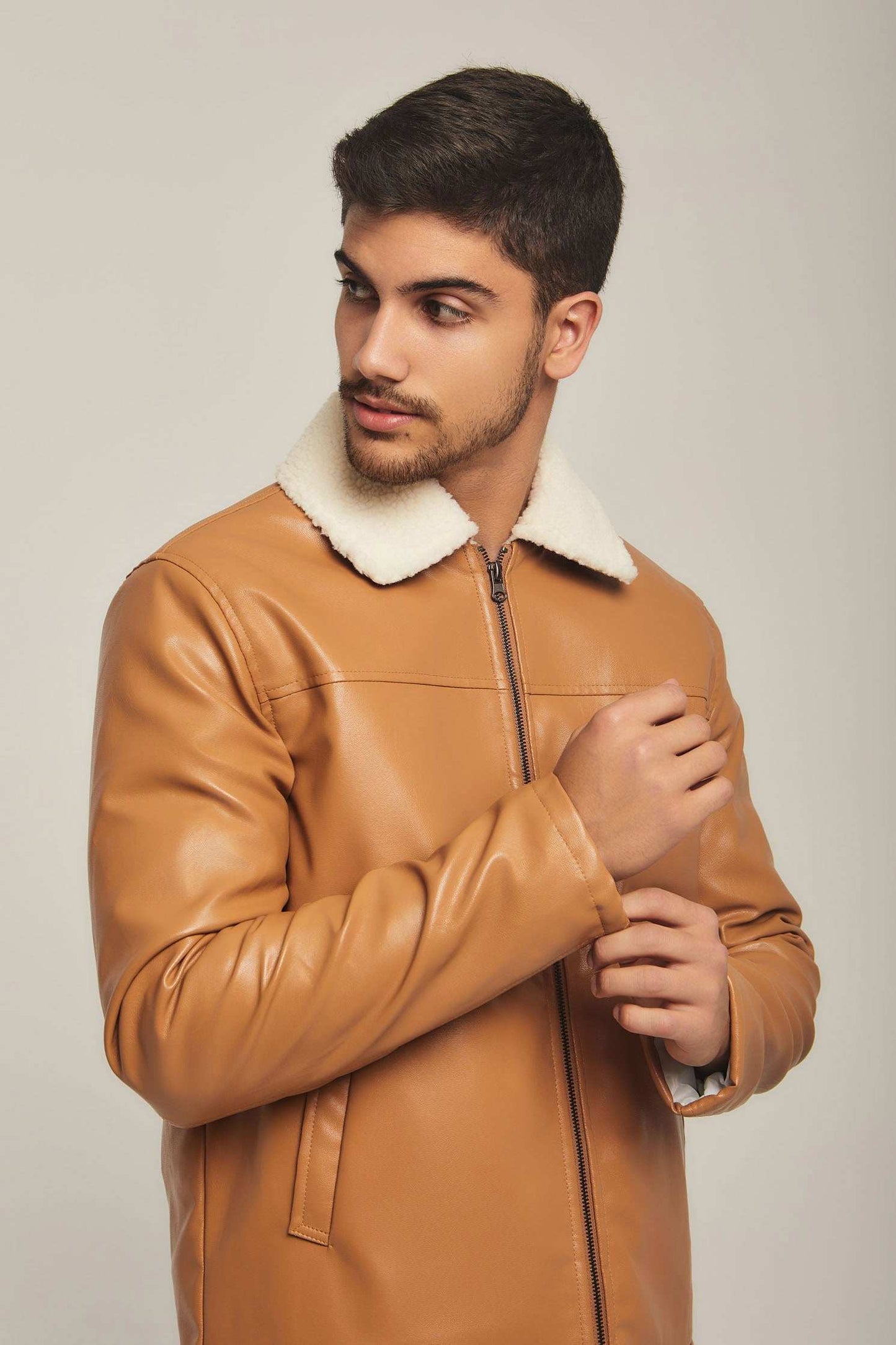 Men Regular Fit Jacket - Brown