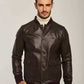 Men Regular Fit Jacket - Dark Brown