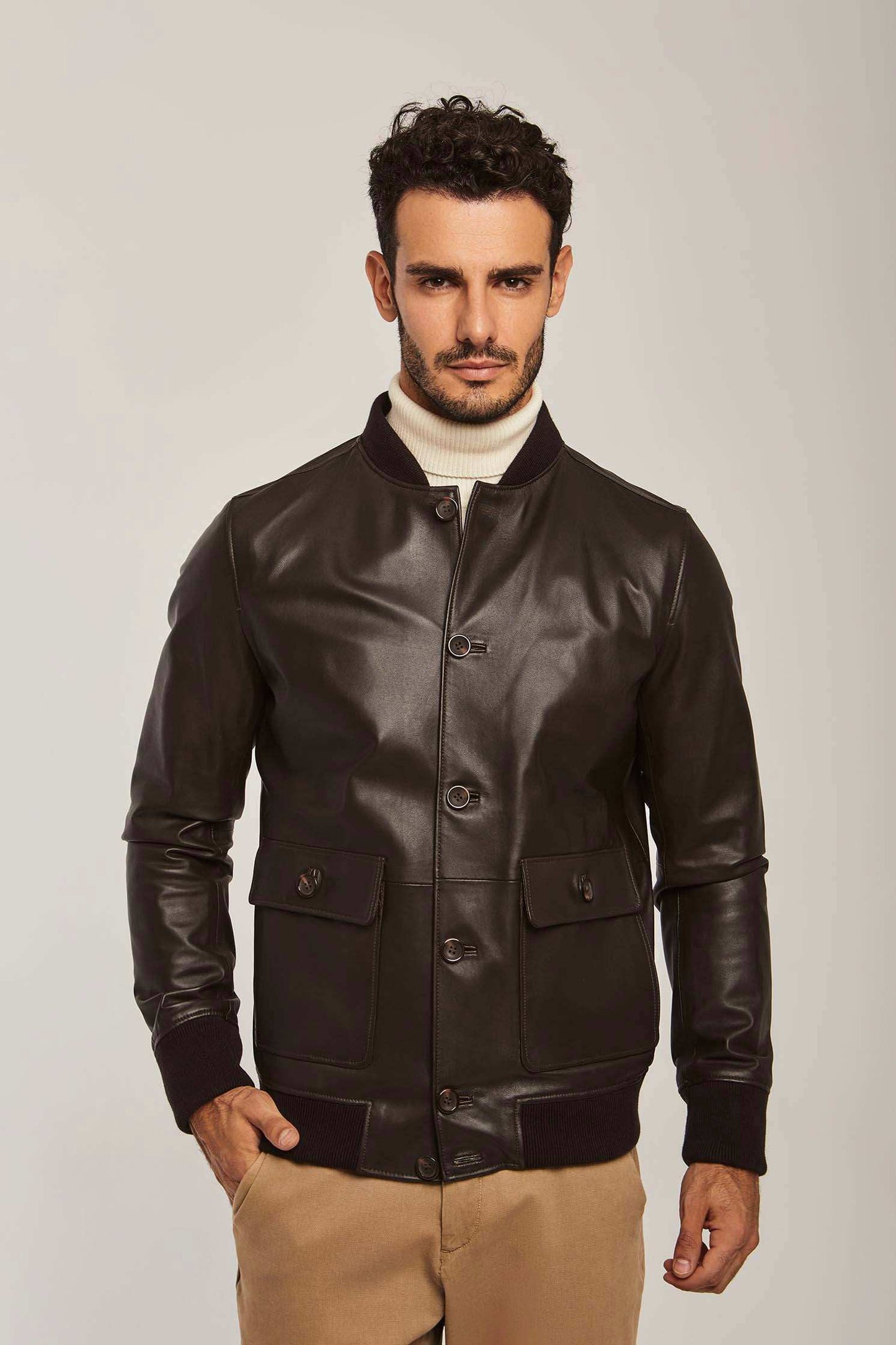 Men Regular Fit Jacket - Dark Brown