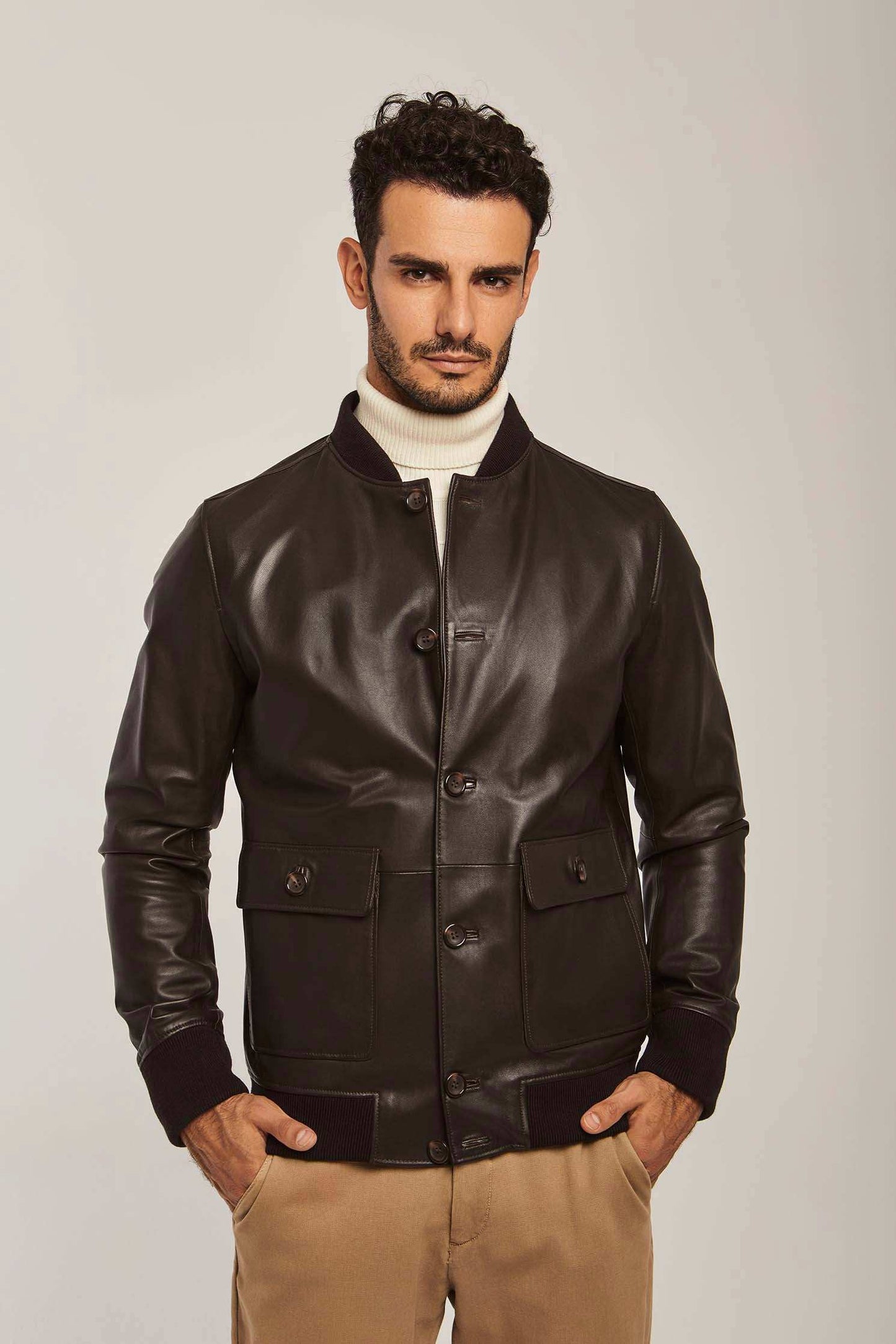 Men Regular Fit Jacket - Dark Brown