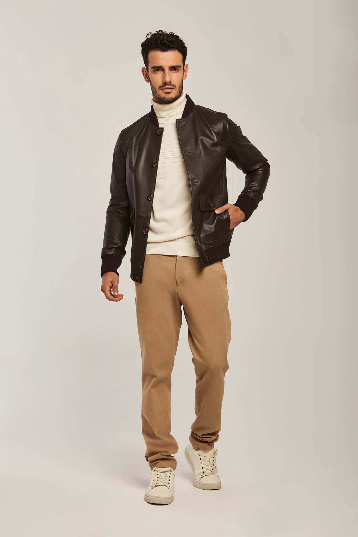 Men Regular Fit Jacket - Dark Brown