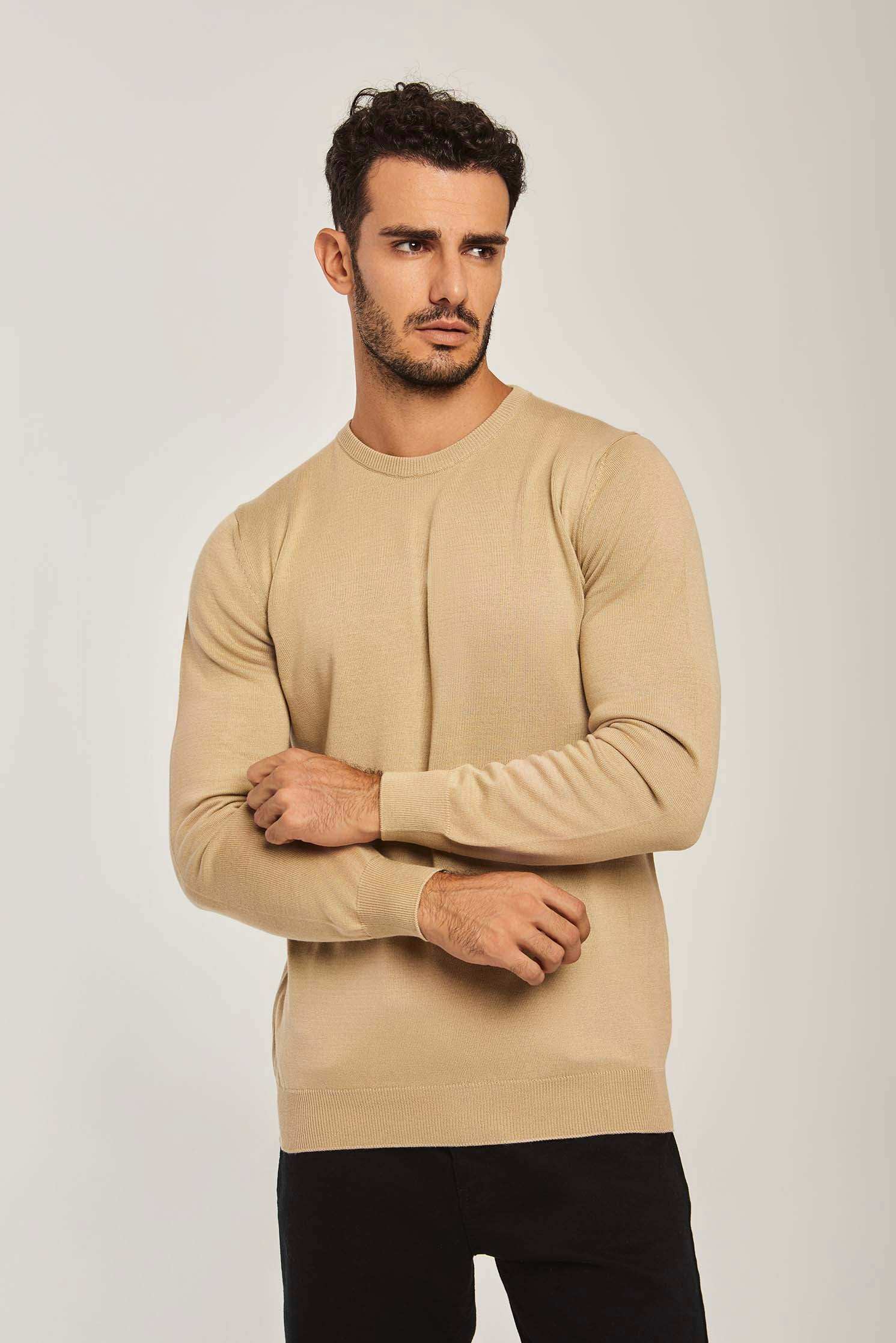 Men Regular Fit Pullover - Brown
