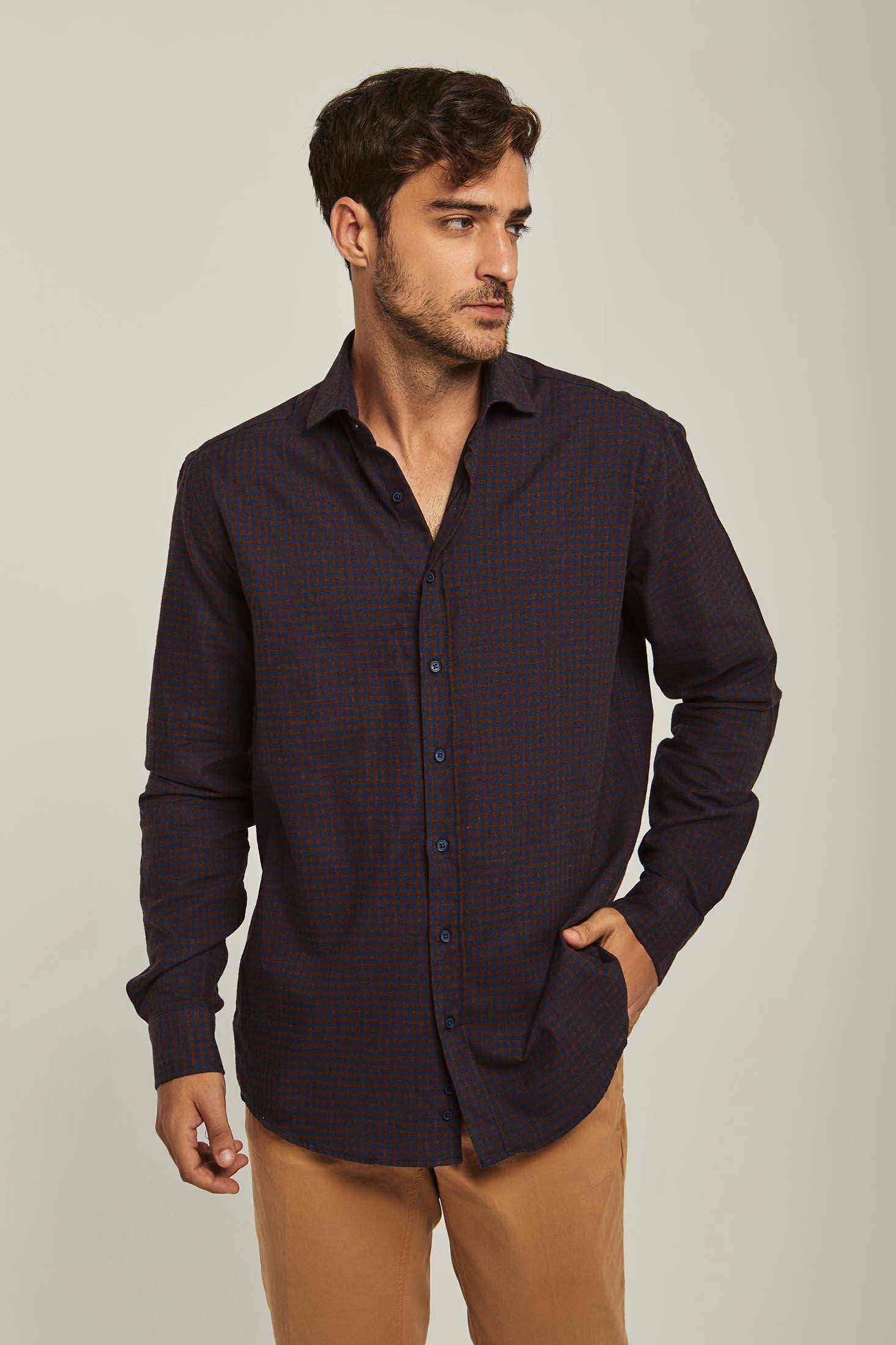 Men Regular Fit Shirt - Dark Brown