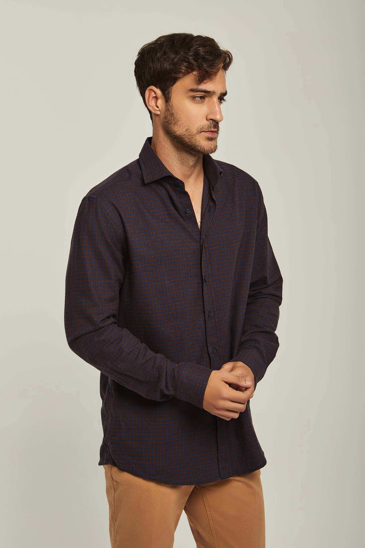 Men Regular Fit Shirt - Dark Brown