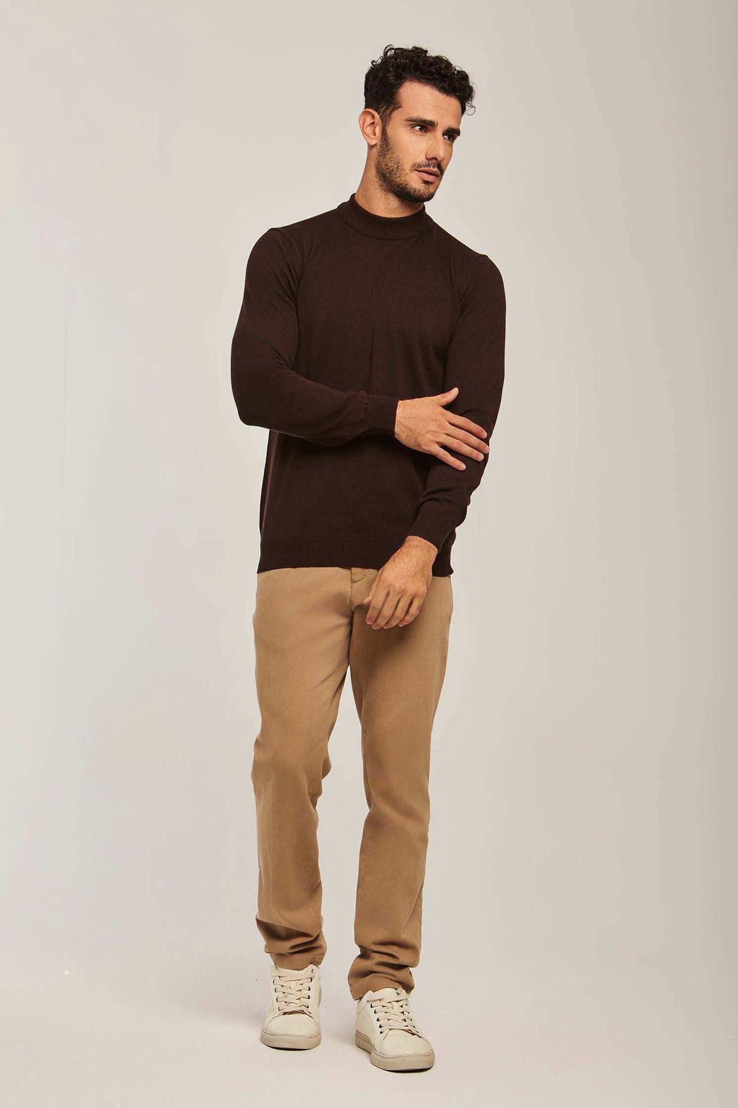 Men Regular Fit Pullover - Brown
