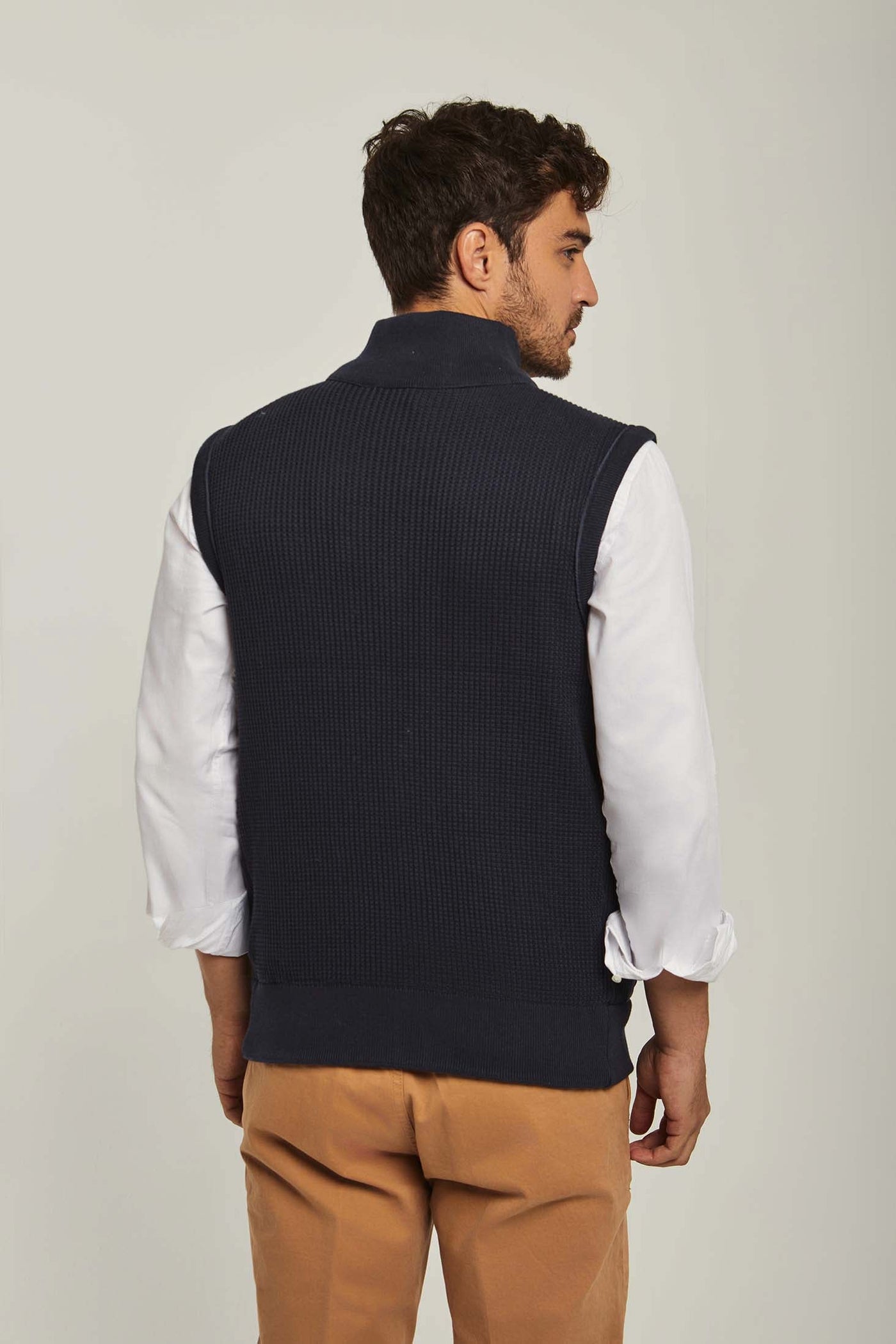 Men Knit Back Vest - Blue