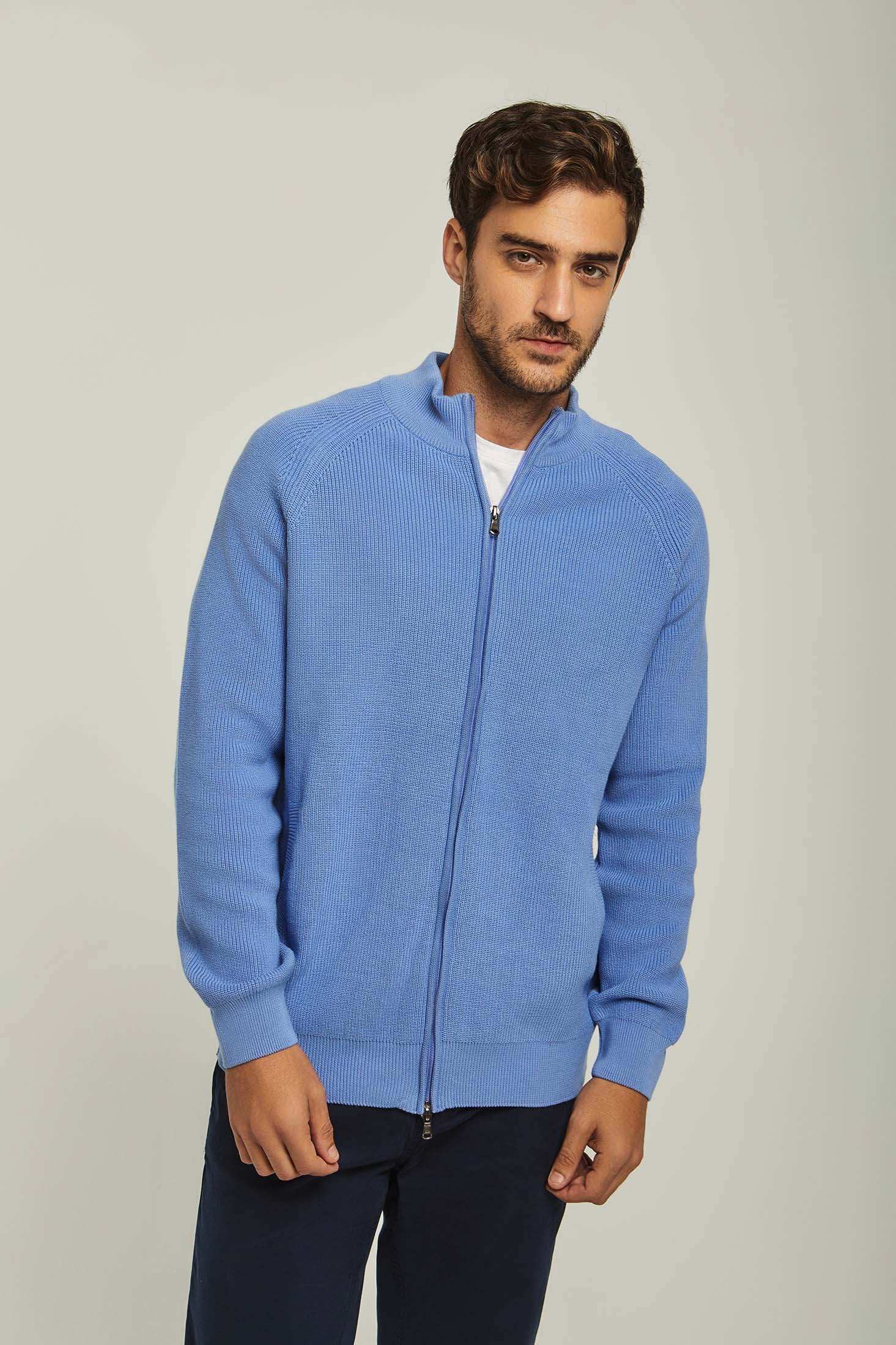 Men Regular Fit Cardigan - Light Blue