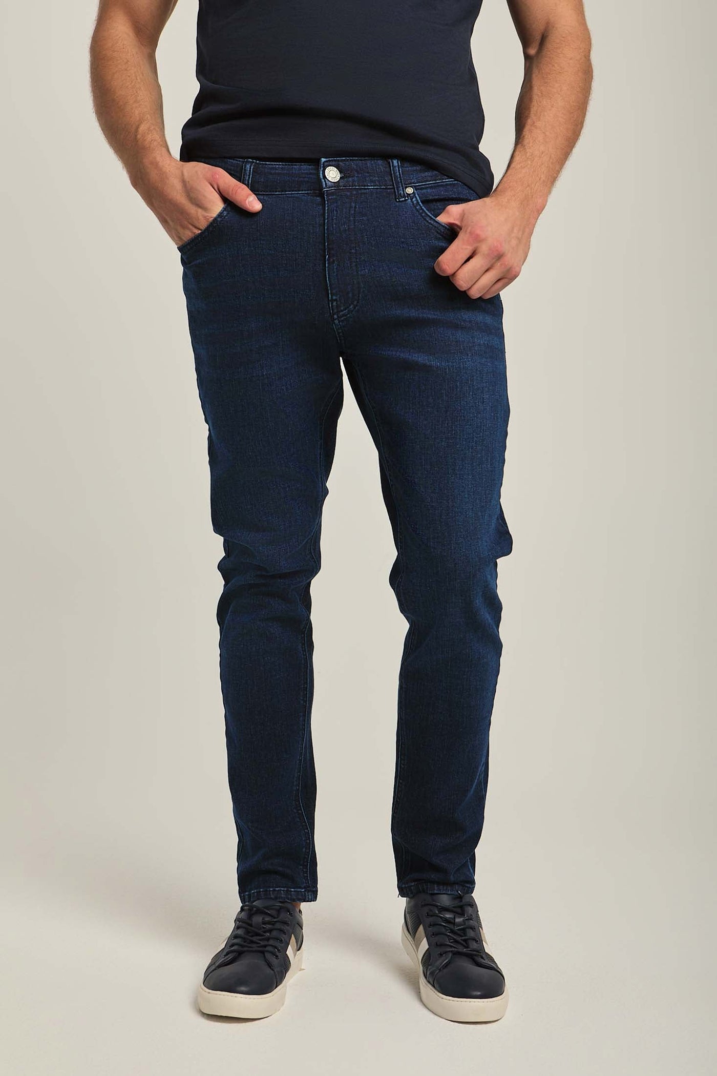 Men Regular Fit Tapered Leg  Jeans -Dark Indigo