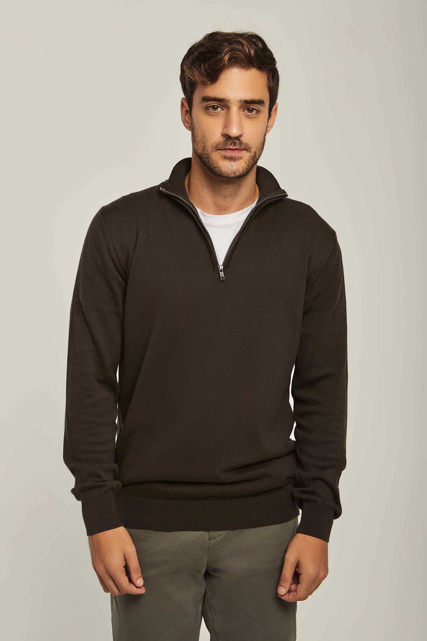 Men Regular Fit Pullover - Dark Brown