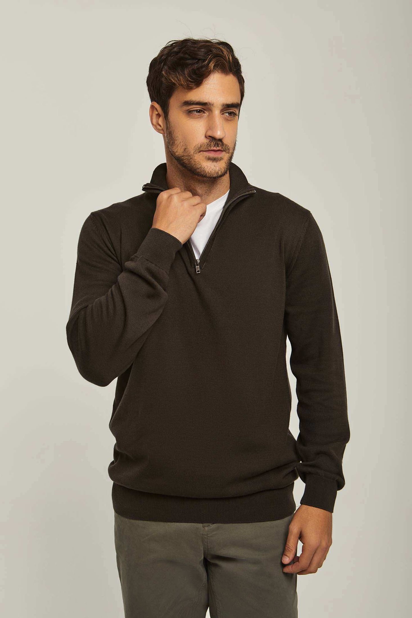 Men Regular Fit Pullover - Dark Brown
