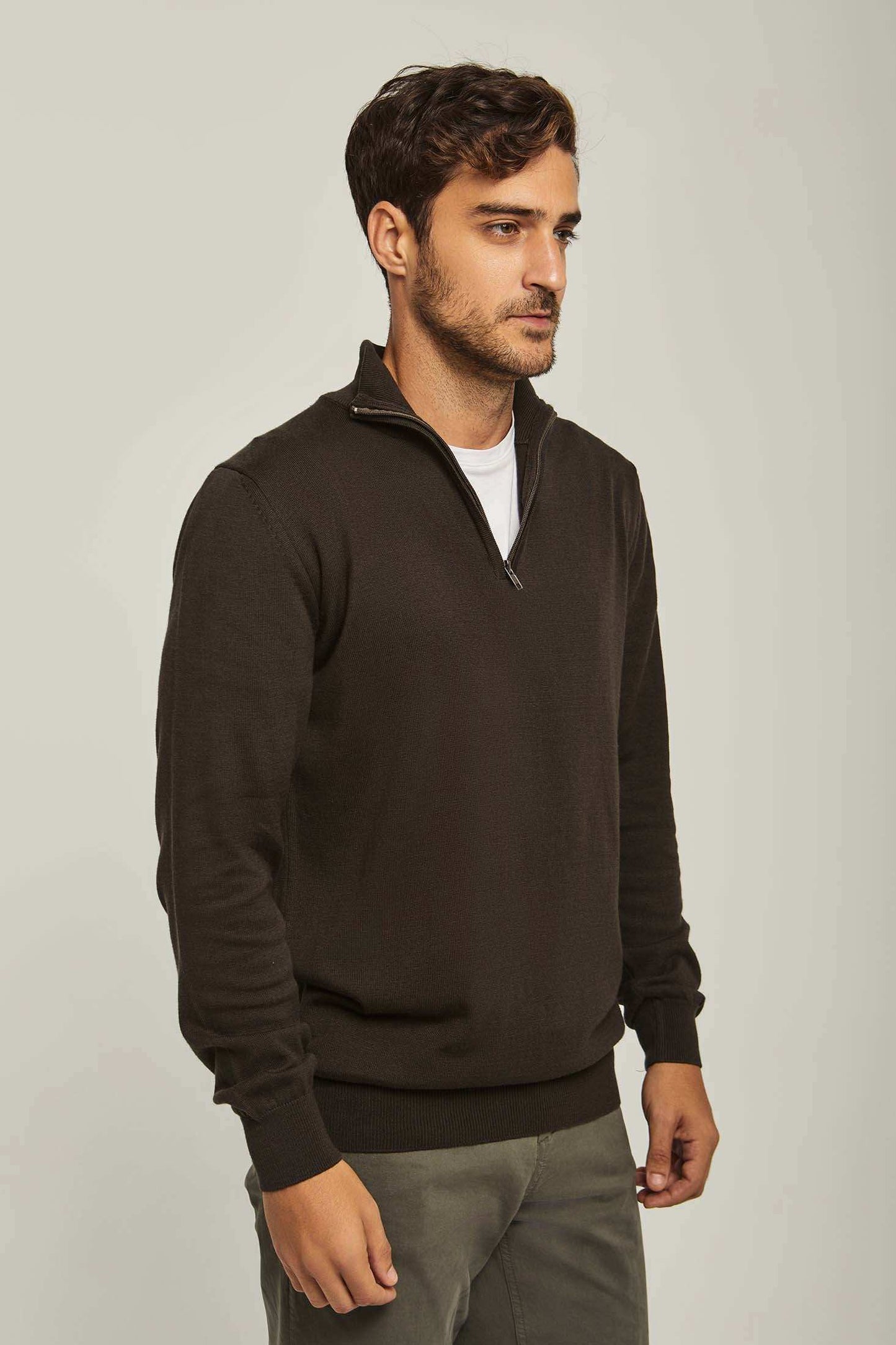Men Regular Fit Pullover - Dark Brown
