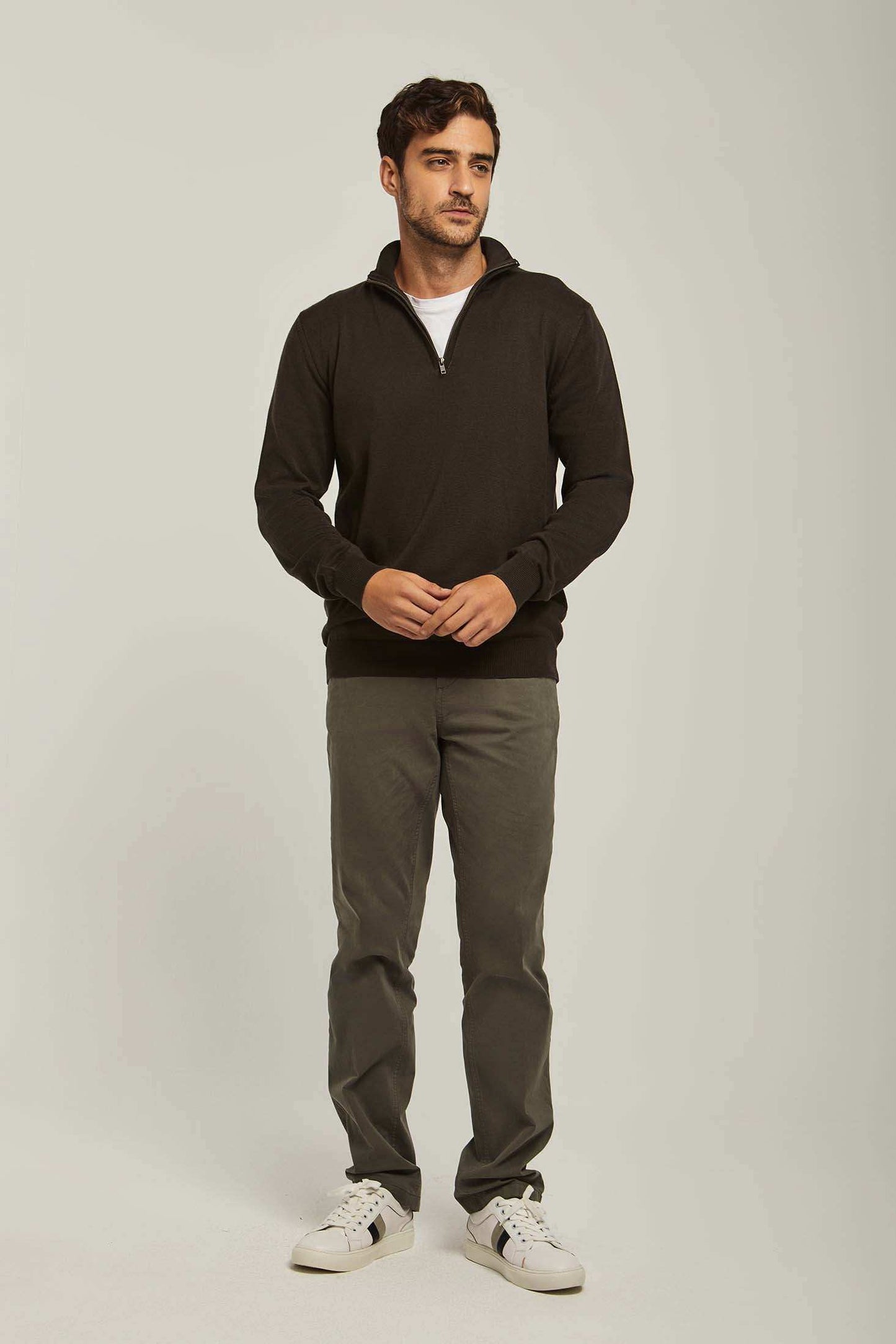 Men Regular Fit Pullover - Dark Brown