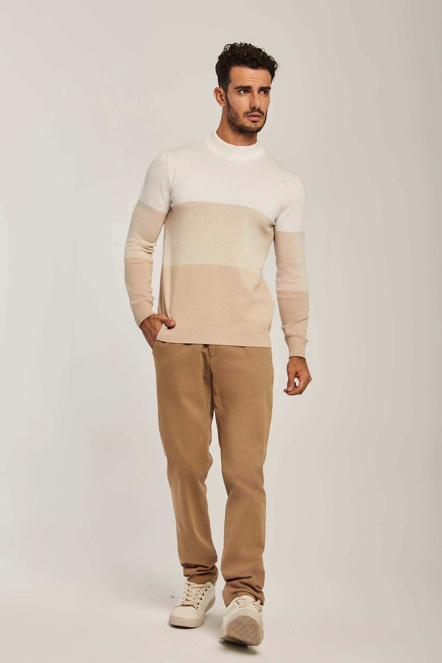 Men Regular Fit Pullover - Beige