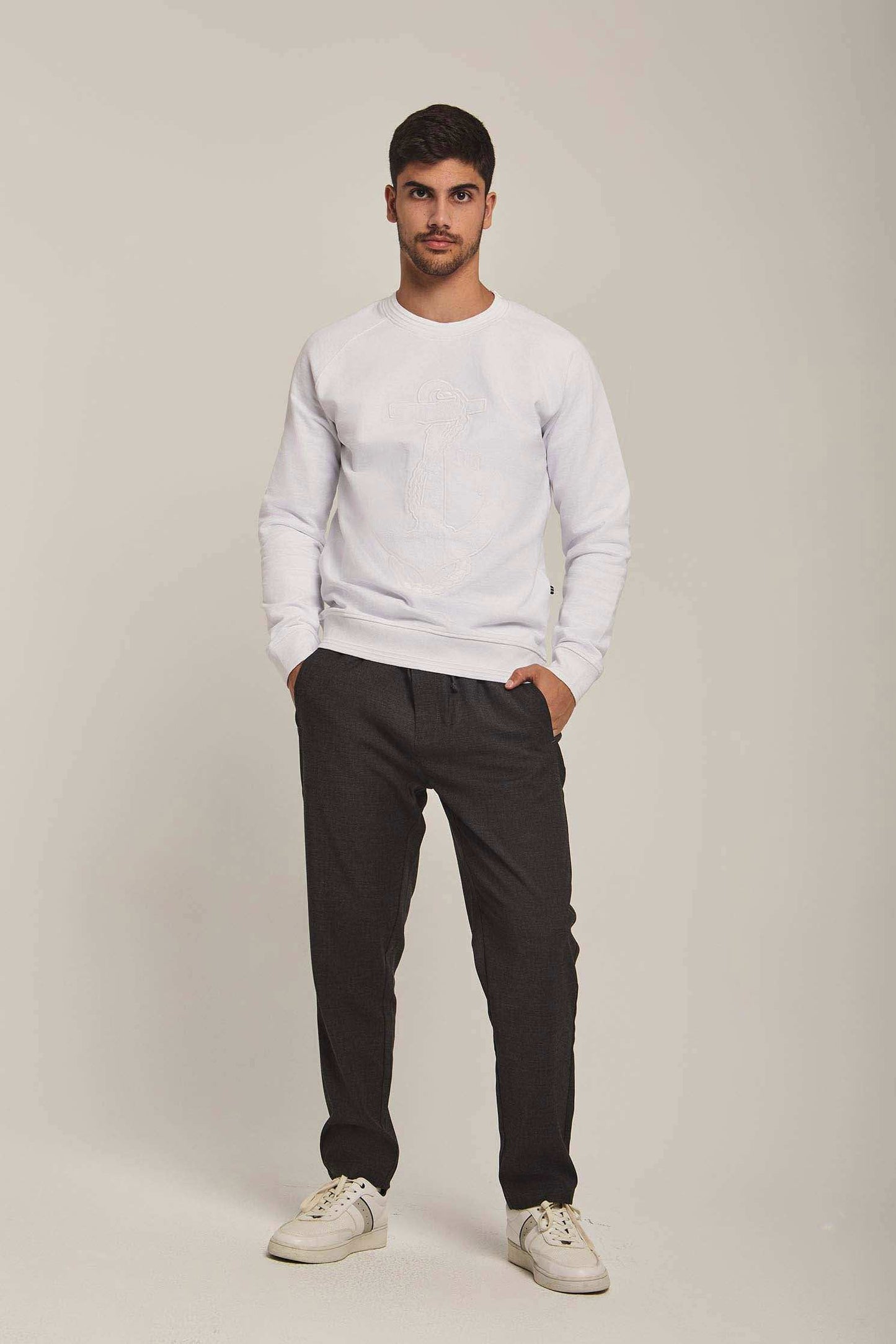 Men Regular Fit Sweat Shirt - Off White