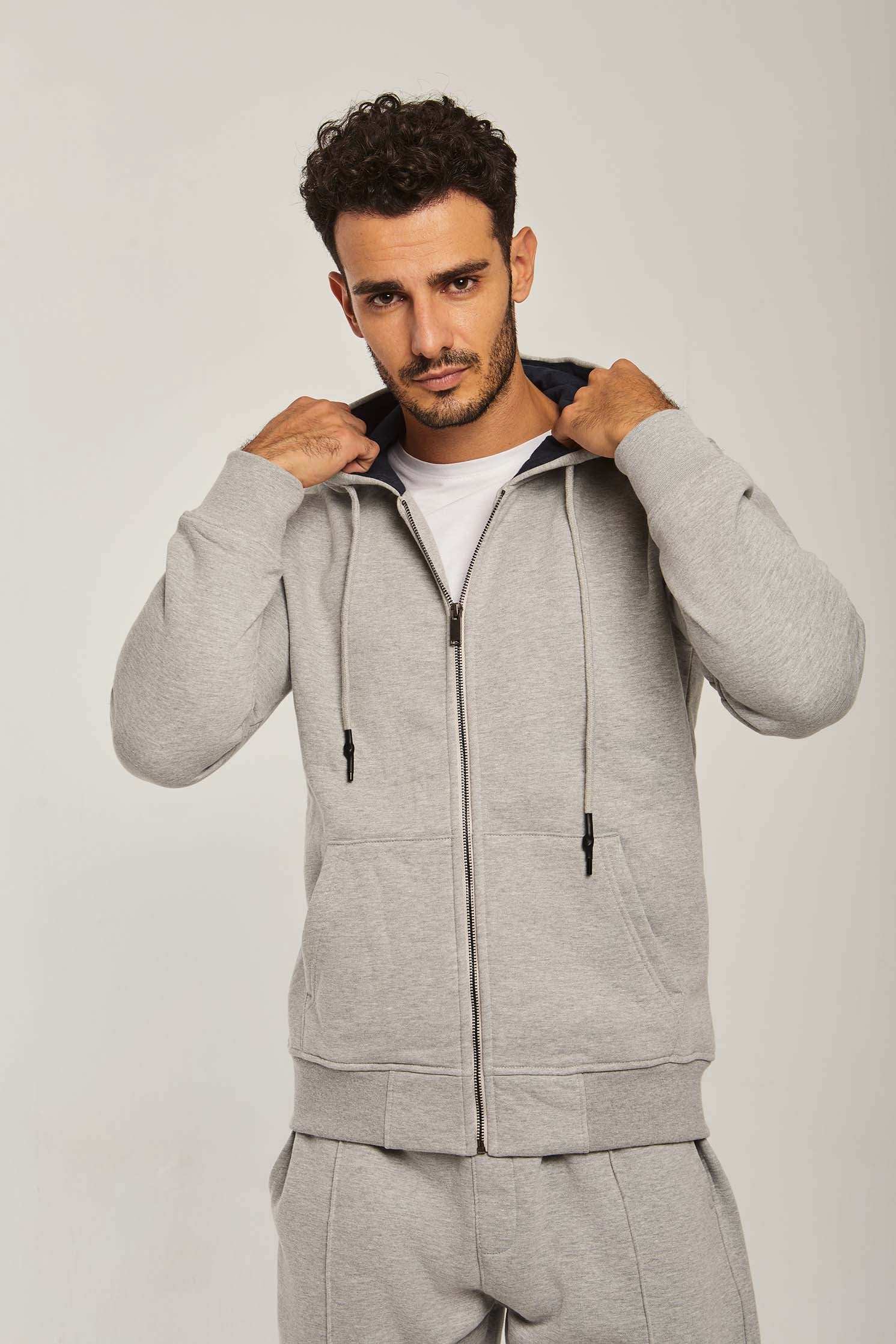 Men Regular Fit Sweat Jacket - Grey
