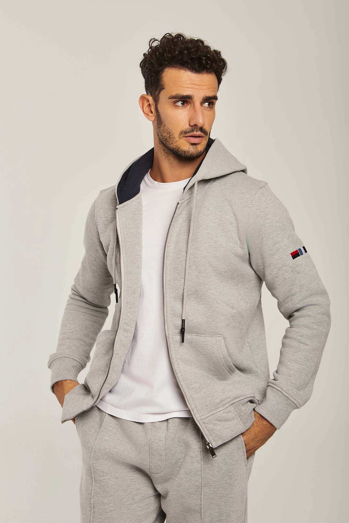 Men Regular Fit Sweat Jacket - Grey