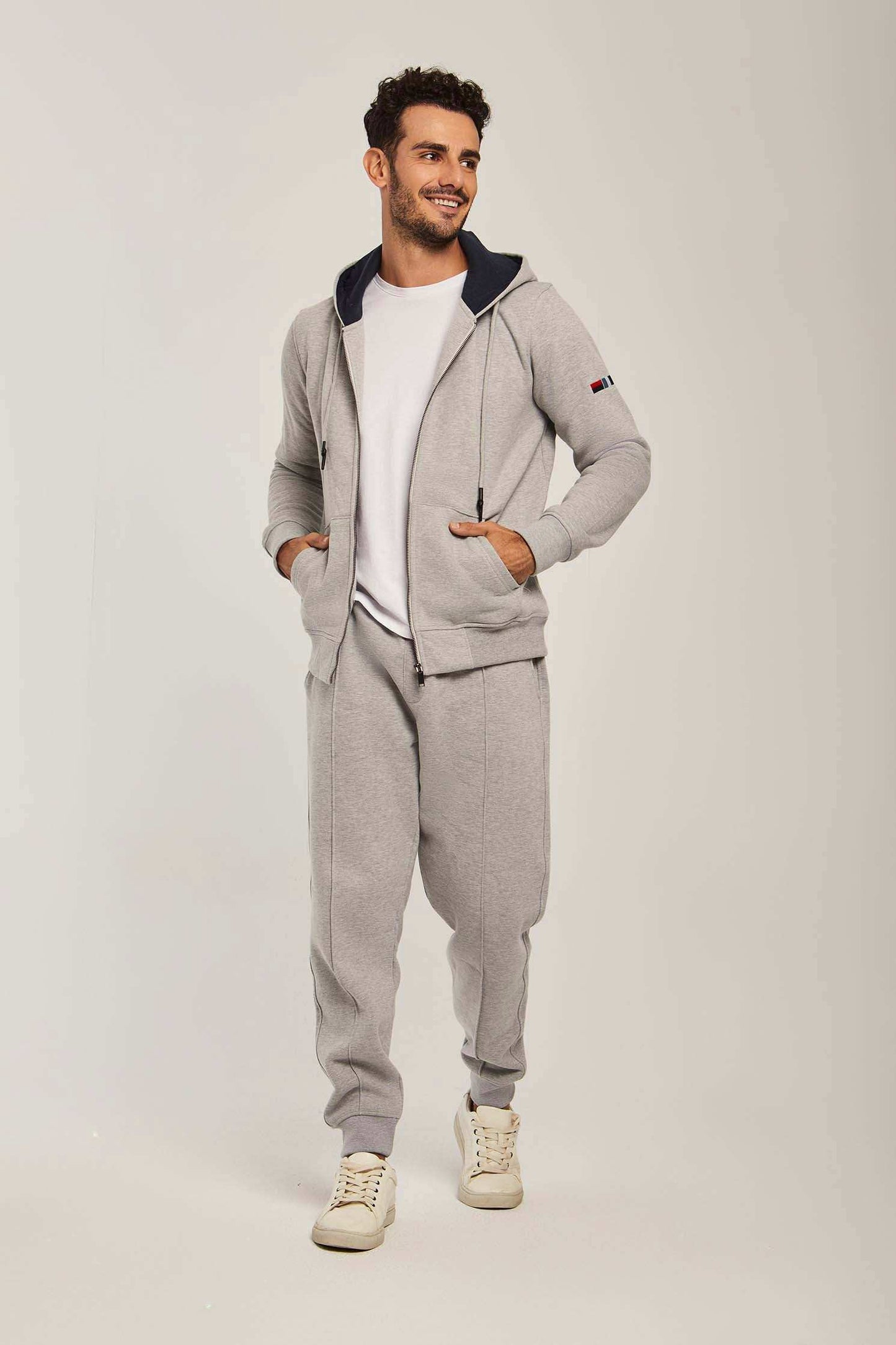 Men Regular Fit Sweat Jacket - Grey
