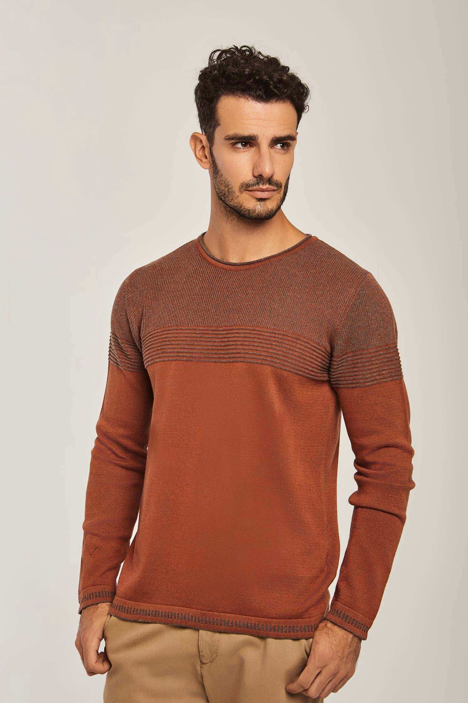 Men Regular Fit Pullover - Brown