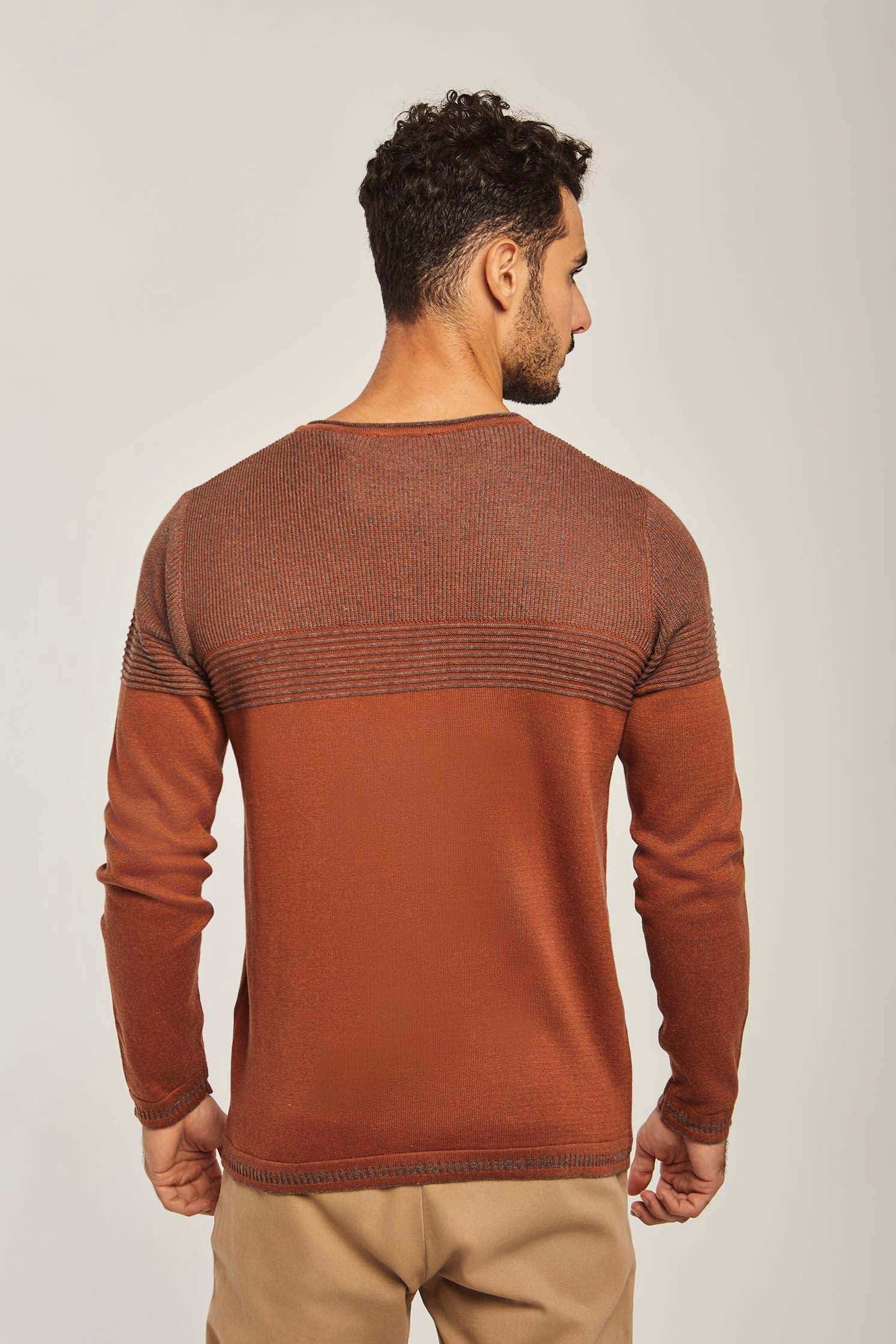 Men Regular Fit Pullover - Brown