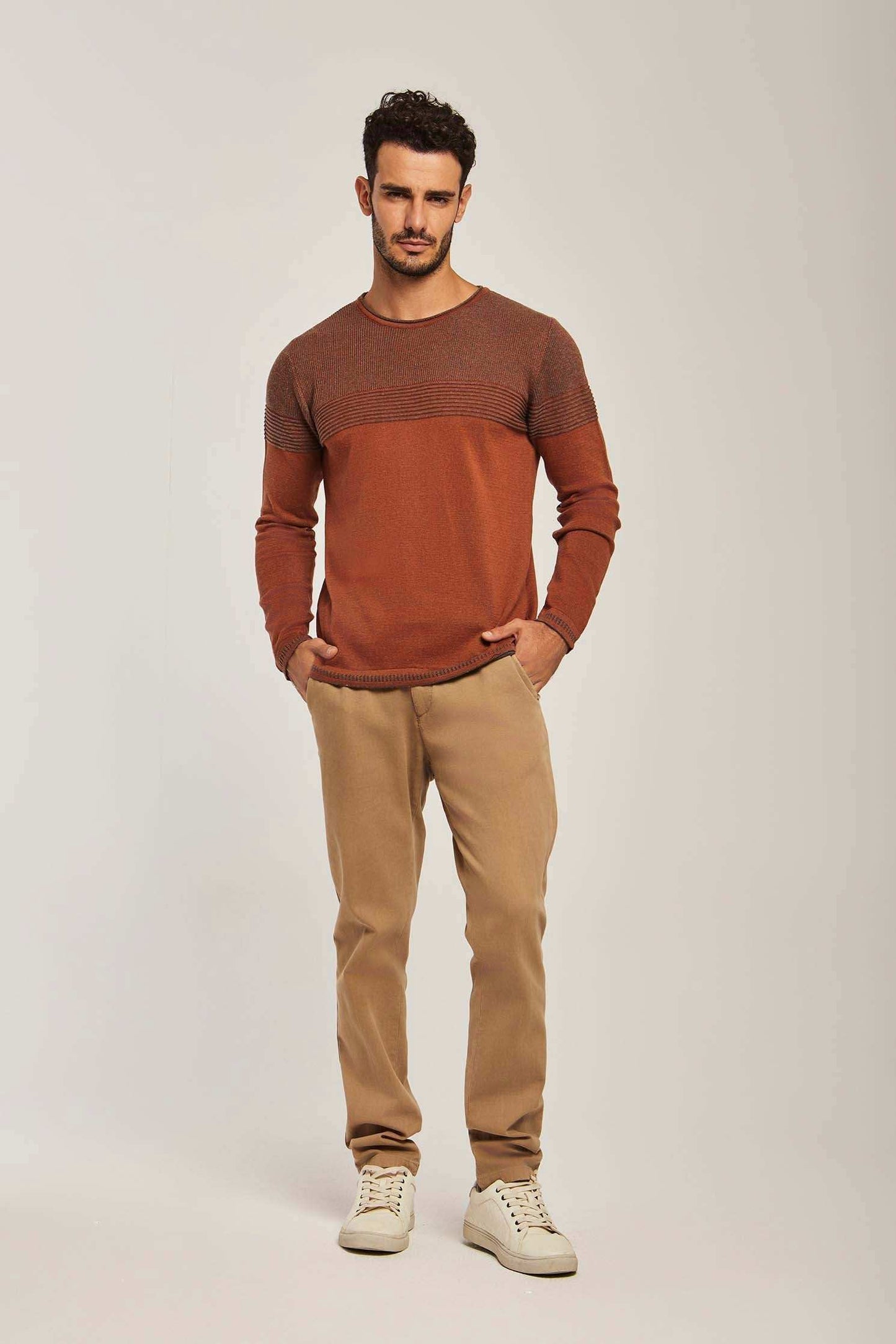 Men Regular Fit Pullover - Brown