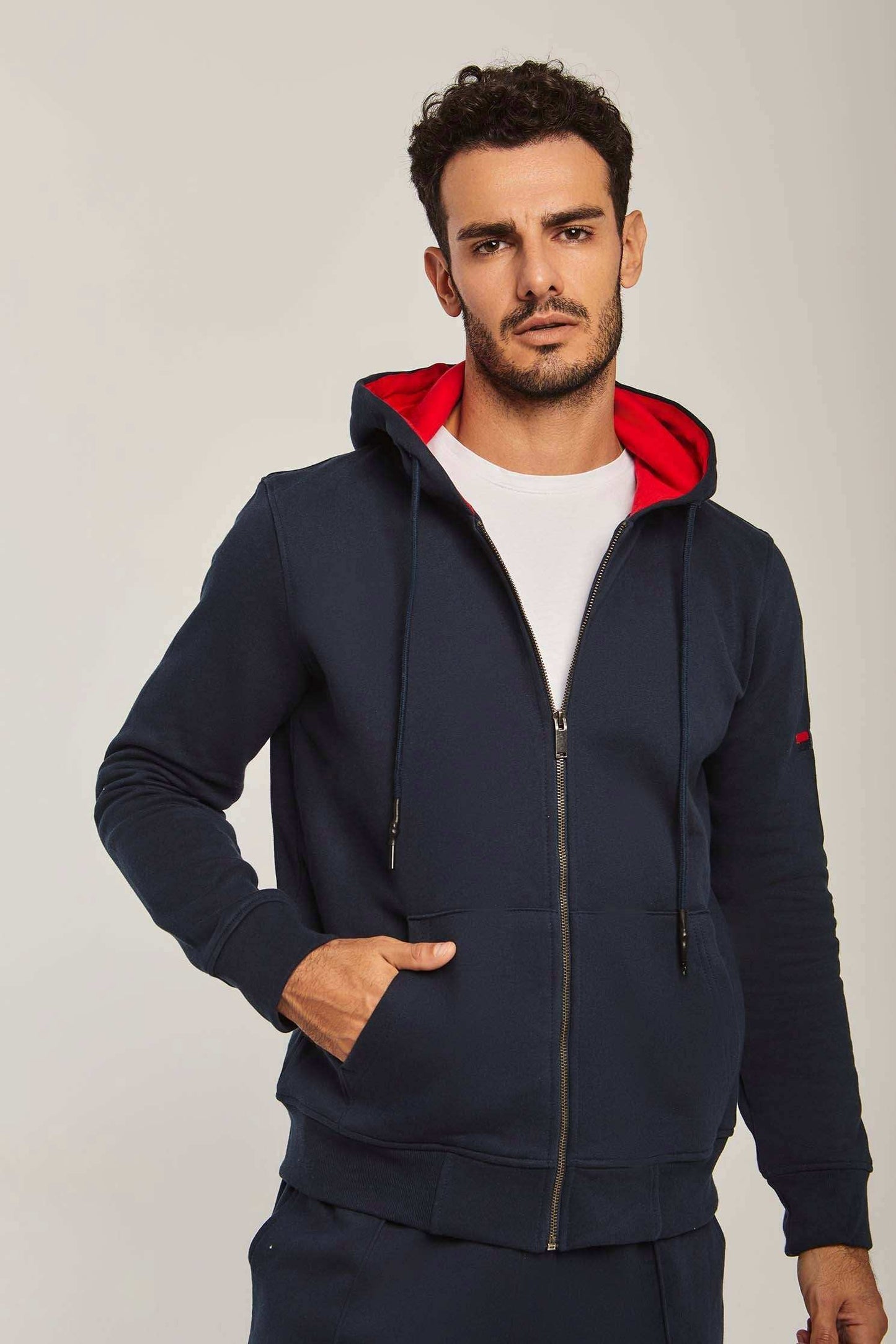 Men Regular Fit Sweat Jacket - Navy