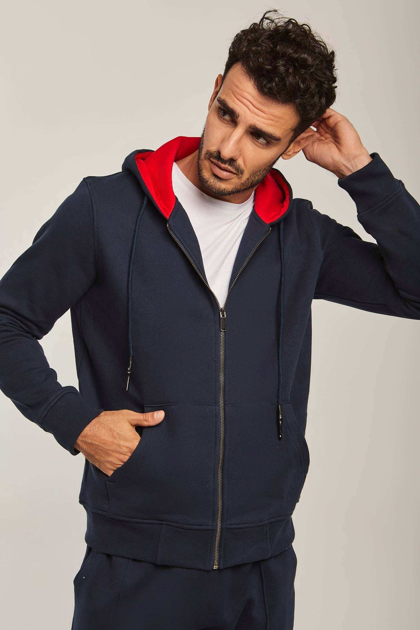 Men Regular Fit Sweat Jacket - Navy