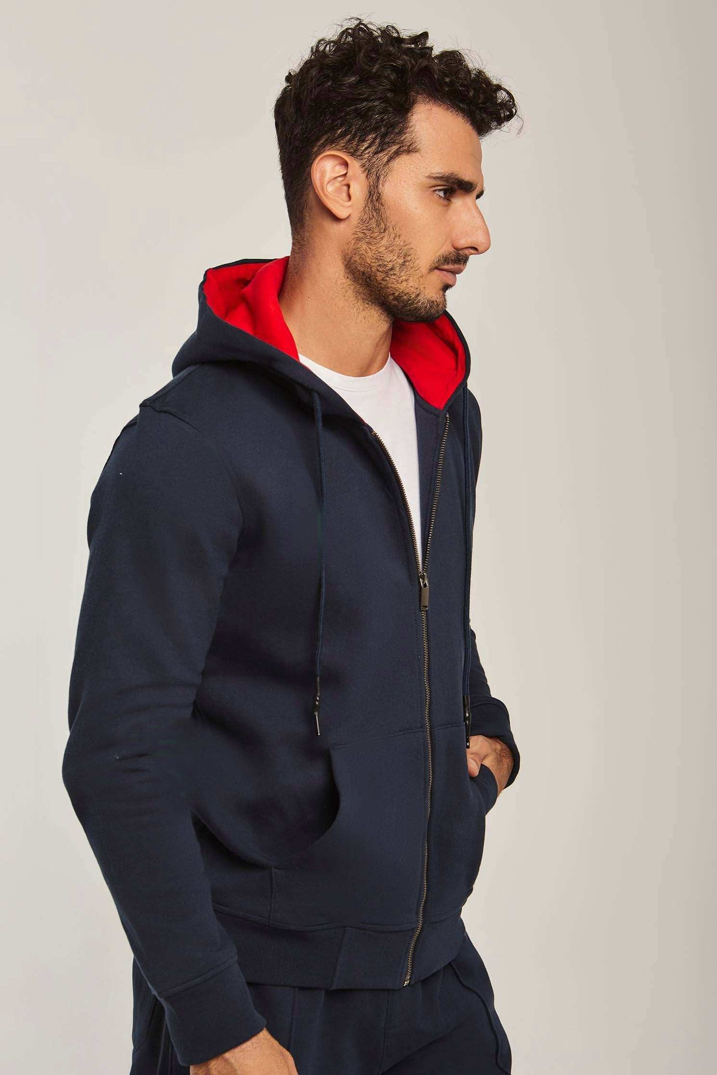 Men Regular Fit Sweat Jacket - Navy