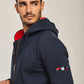 Men Regular Fit Sweat Jacket - Navy
