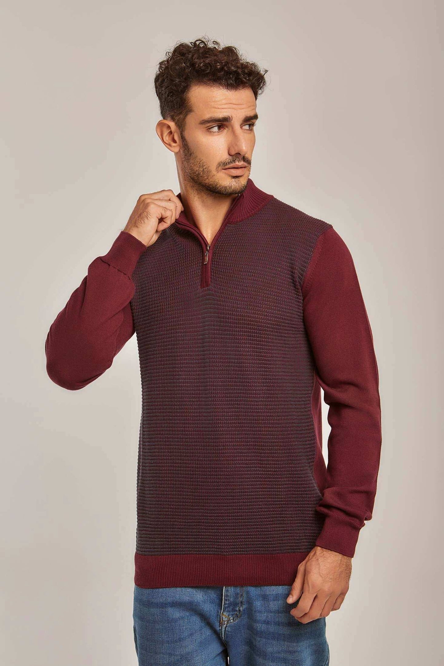 Men Regular Fit Pullover - Brick Red