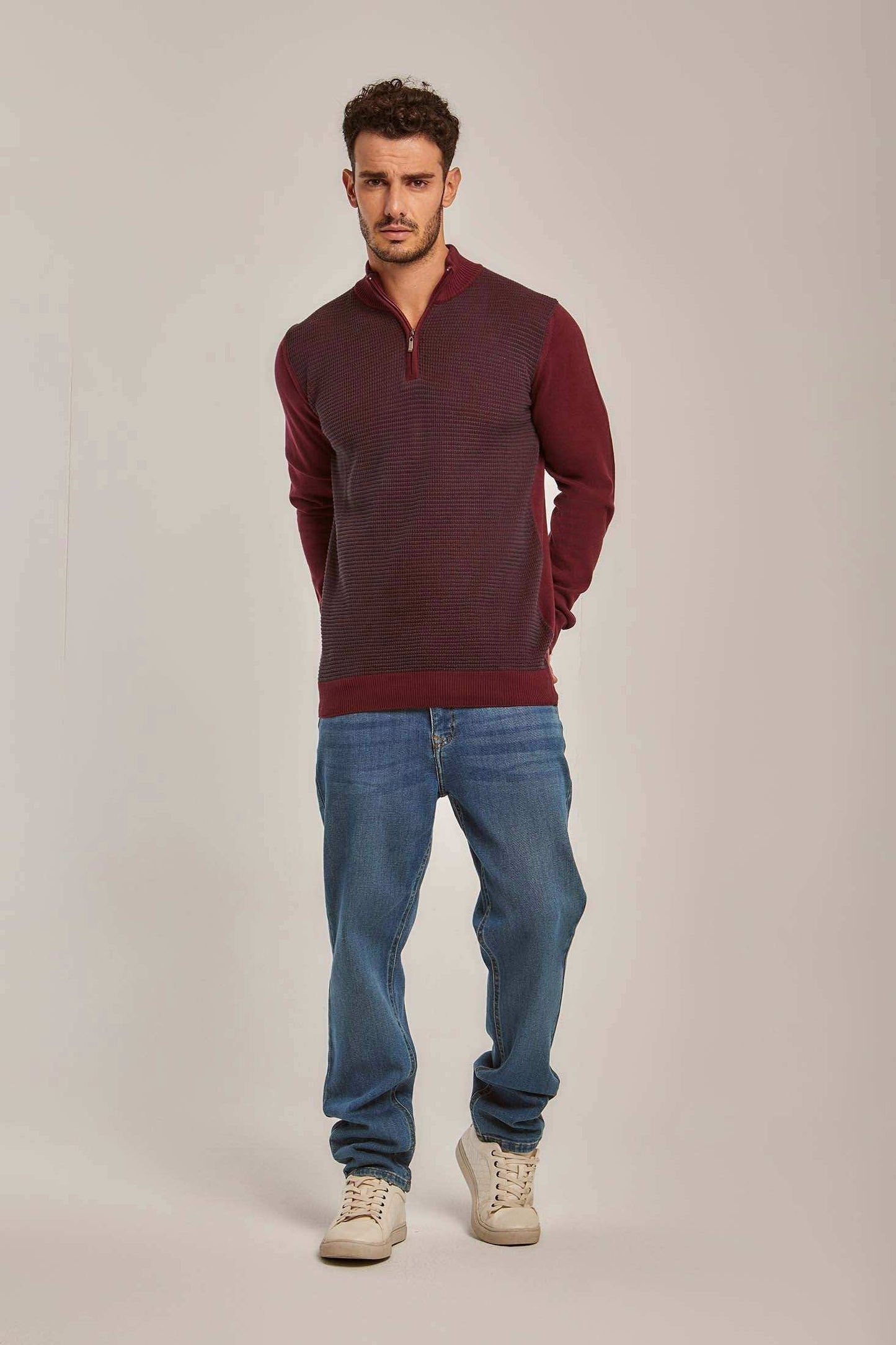 Men Regular Fit Pullover - Brick Red