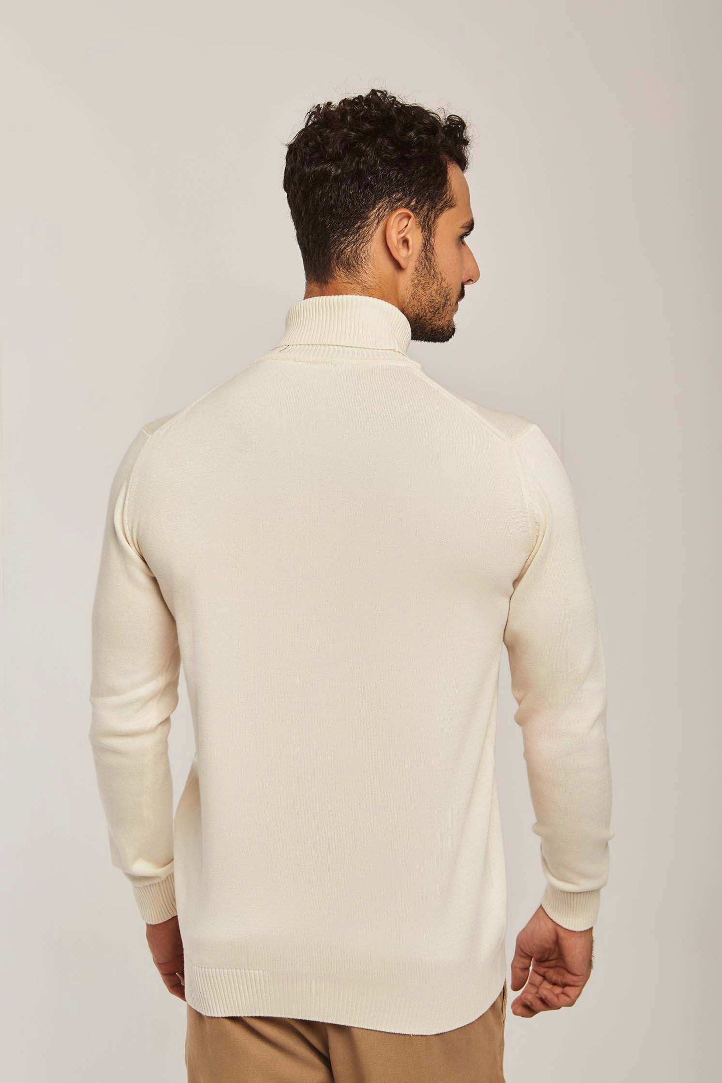 Men Slim Fit Pullover - Beige