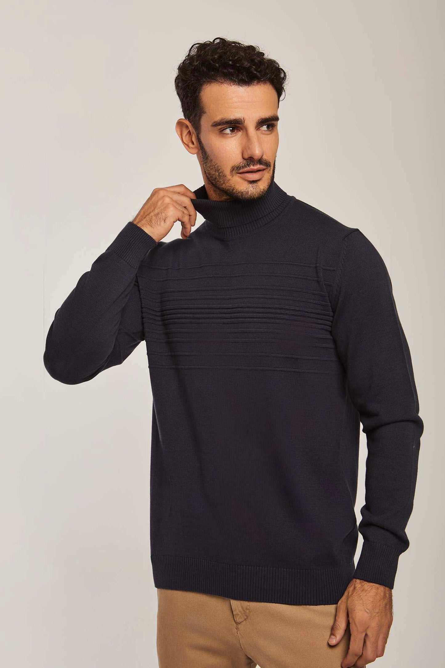 Men Slim Fit Pullover - Navy