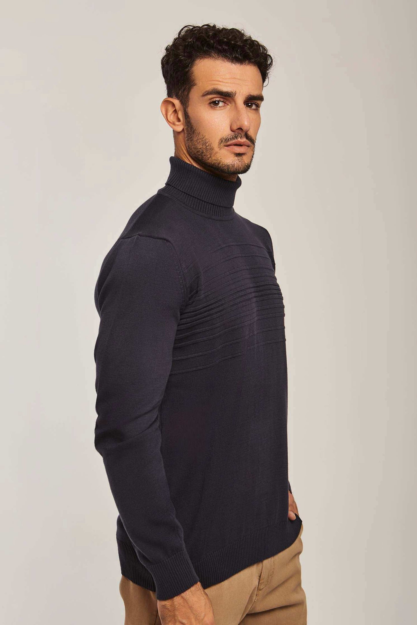 Men Slim Fit Pullover - Navy