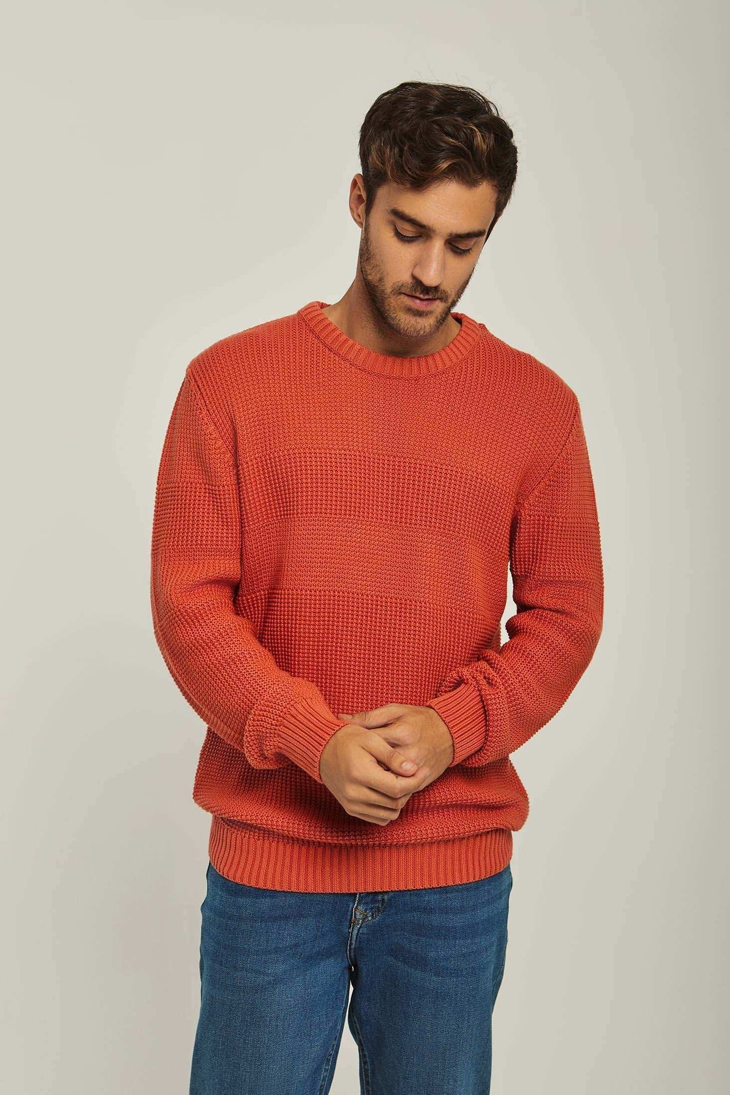 Men Regular Fit Pullover - Orange