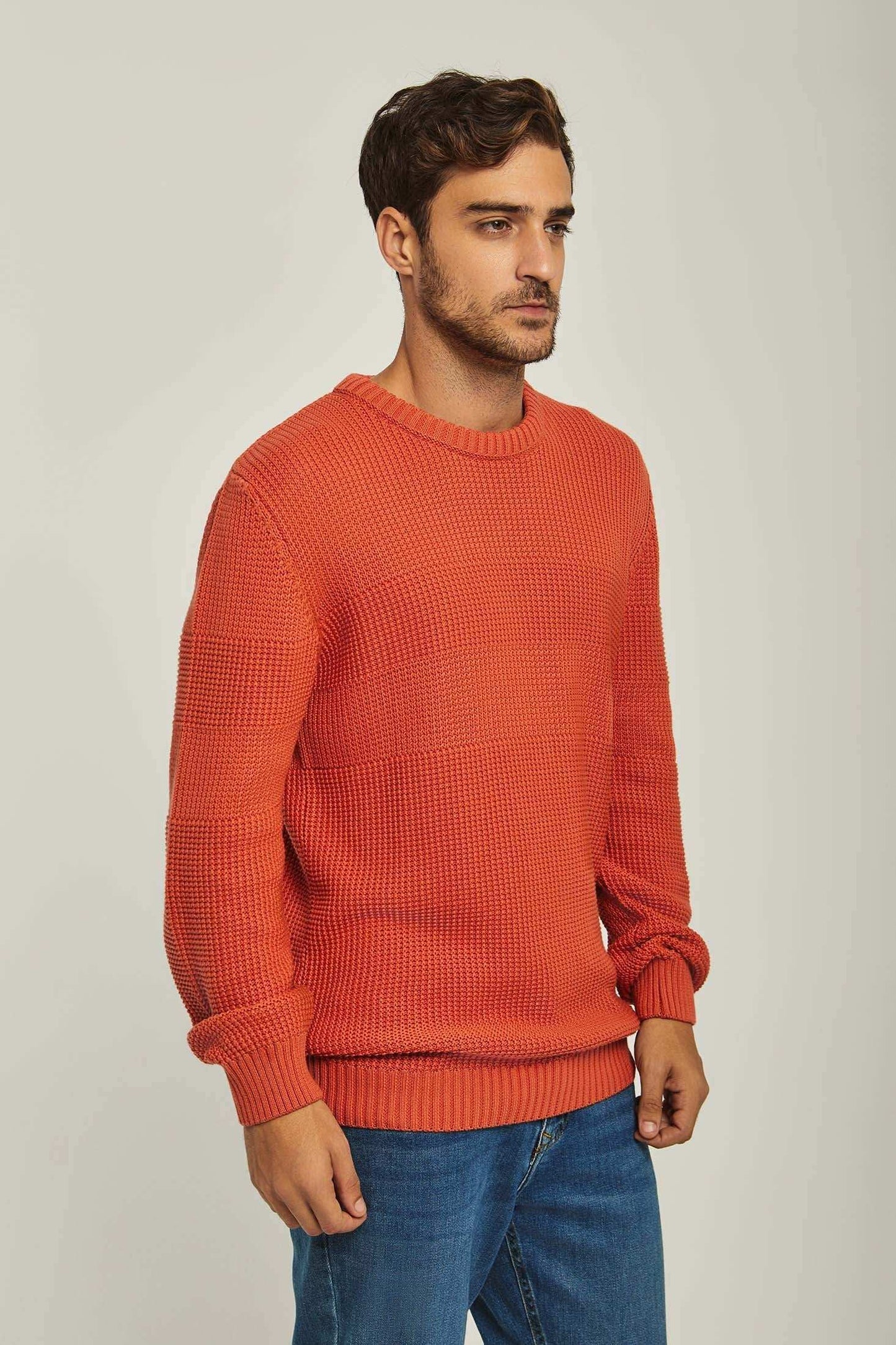 Men Regular Fit Pullover - Orange