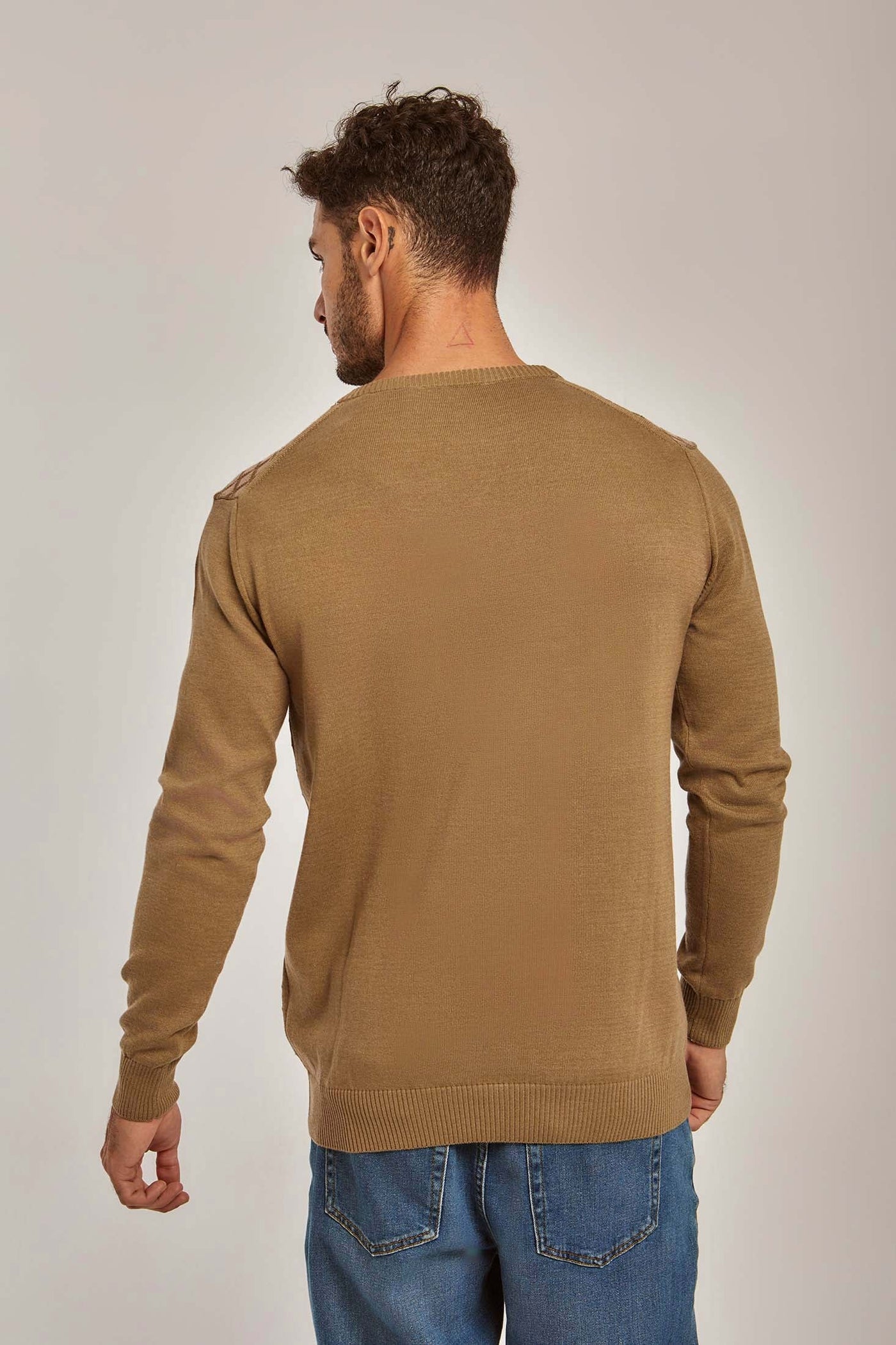 Men Jacquard Pullover - Cotton - Brown